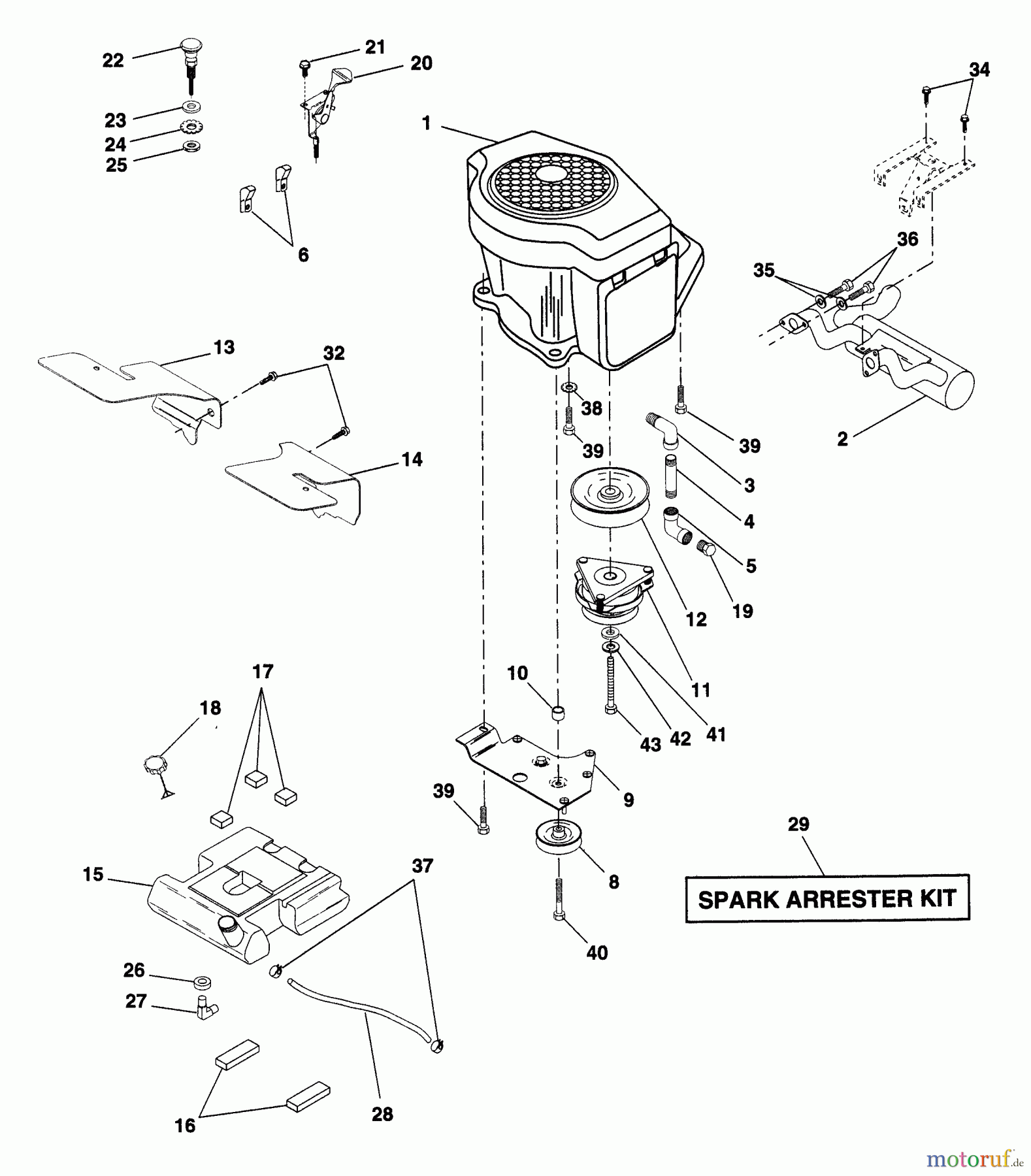 Husqvarna Rasen und Garten Traktoren GT 200 (HN2050A) - Husqvarna Garden Tractor (1993-12 & After) Engine