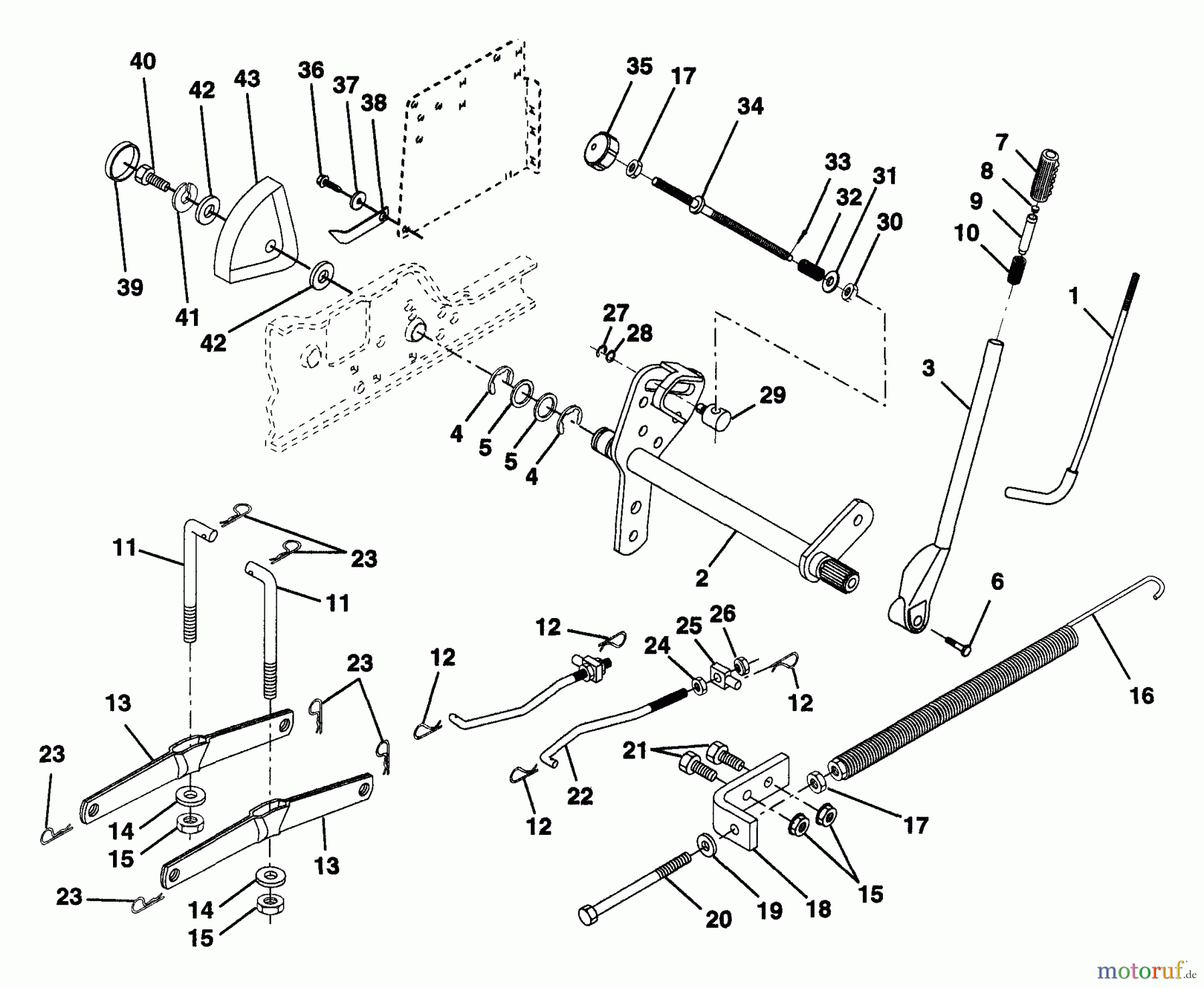 Husqvarna Rasen und Garten Traktoren GT 200 (HN2050A) - Husqvarna Garden Tractor (1993-12 & After) Lift Assembly