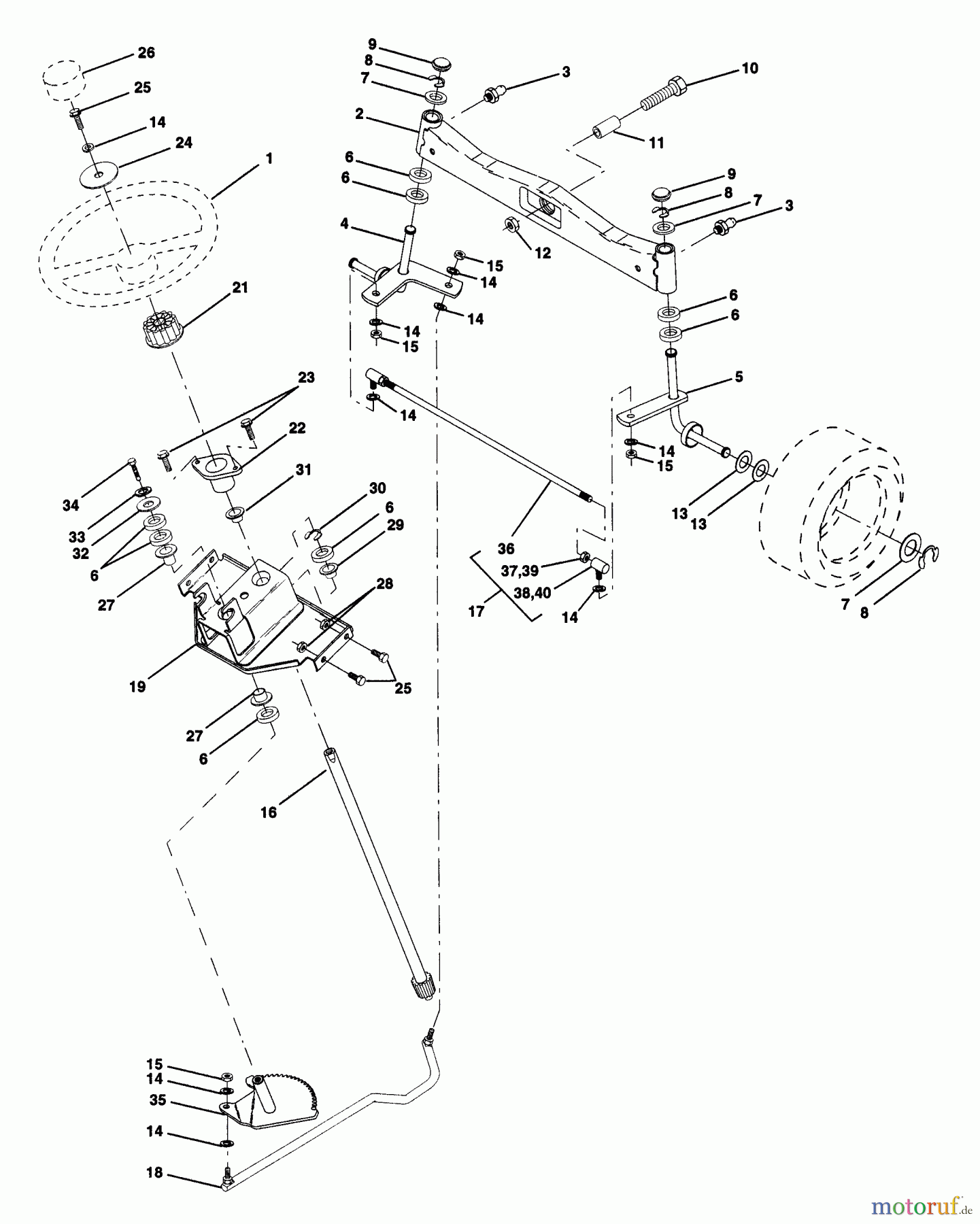 Husqvarna Rasen und Garten Traktoren GT 200 (HN2050A) - Husqvarna Garden Tractor (1993-12 & After) Steering Assembly