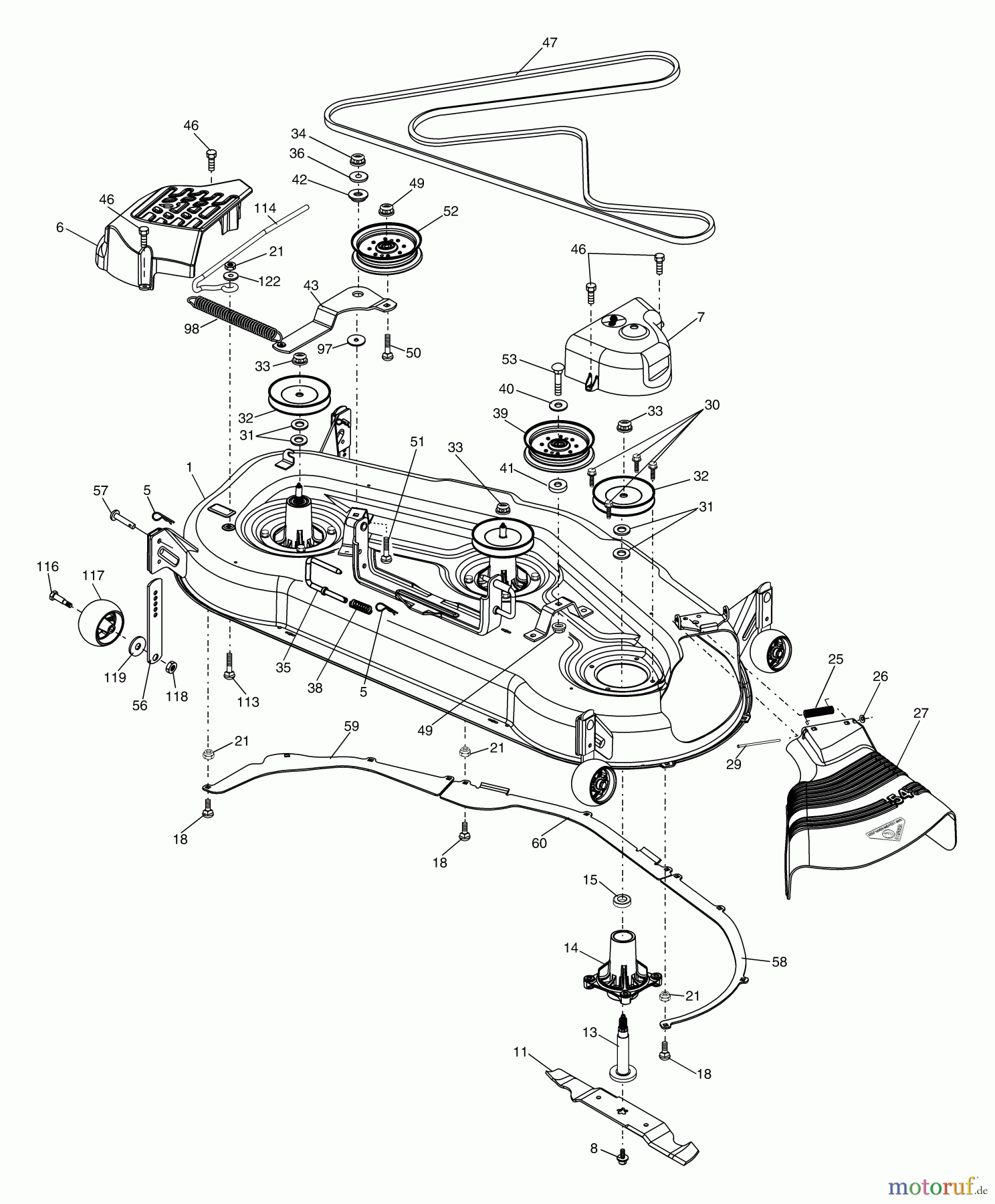 Husqvarna Rasen und Garten Traktoren GT 2254 (96023000500) - Husqvarna Garden Tractor (2005-05 & After) Mower Deck