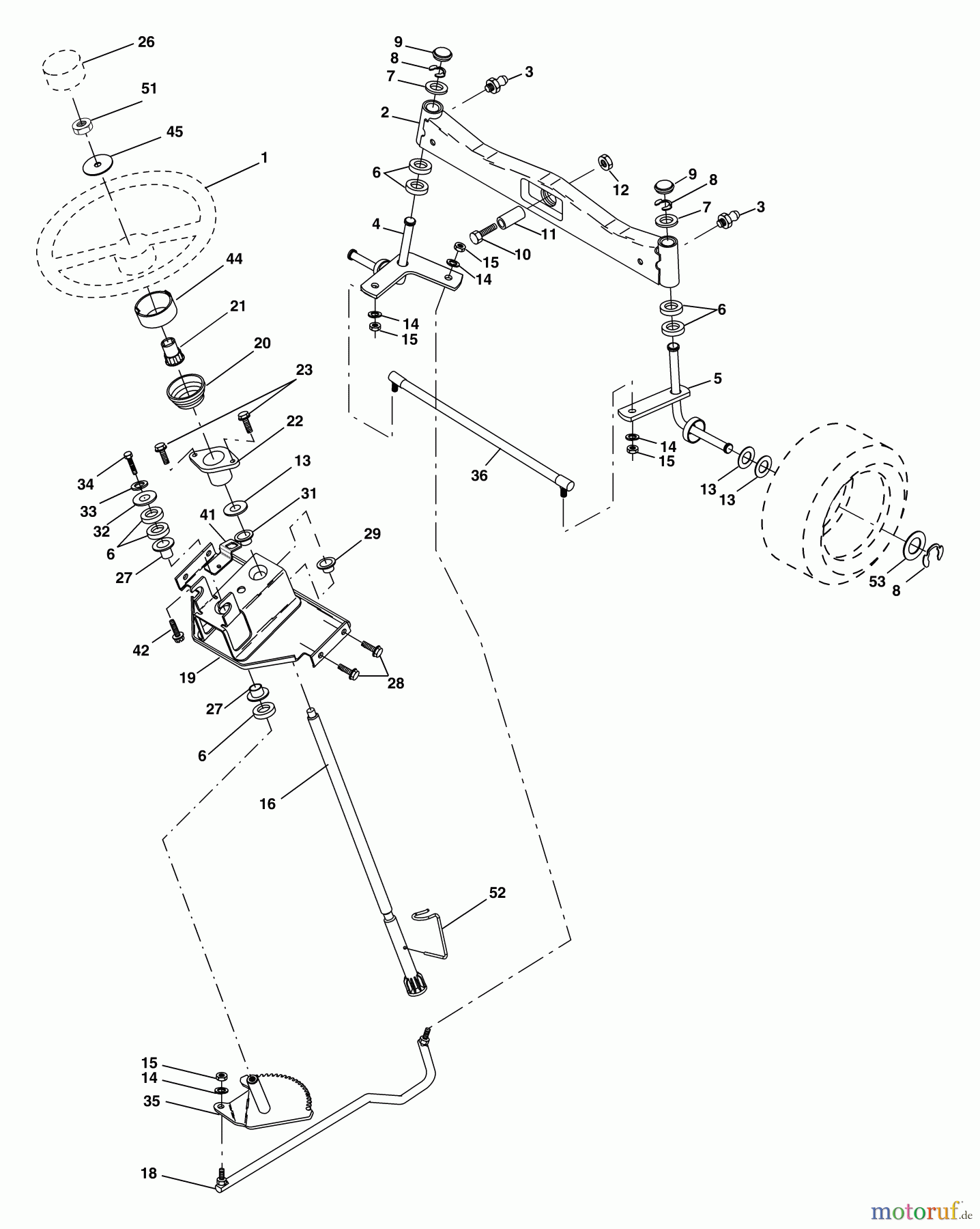 Husqvarna Rasen und Garten Traktoren GT 2254 (96023000500) - Husqvarna Garden Tractor (2005-05 & After) Steering Assembly