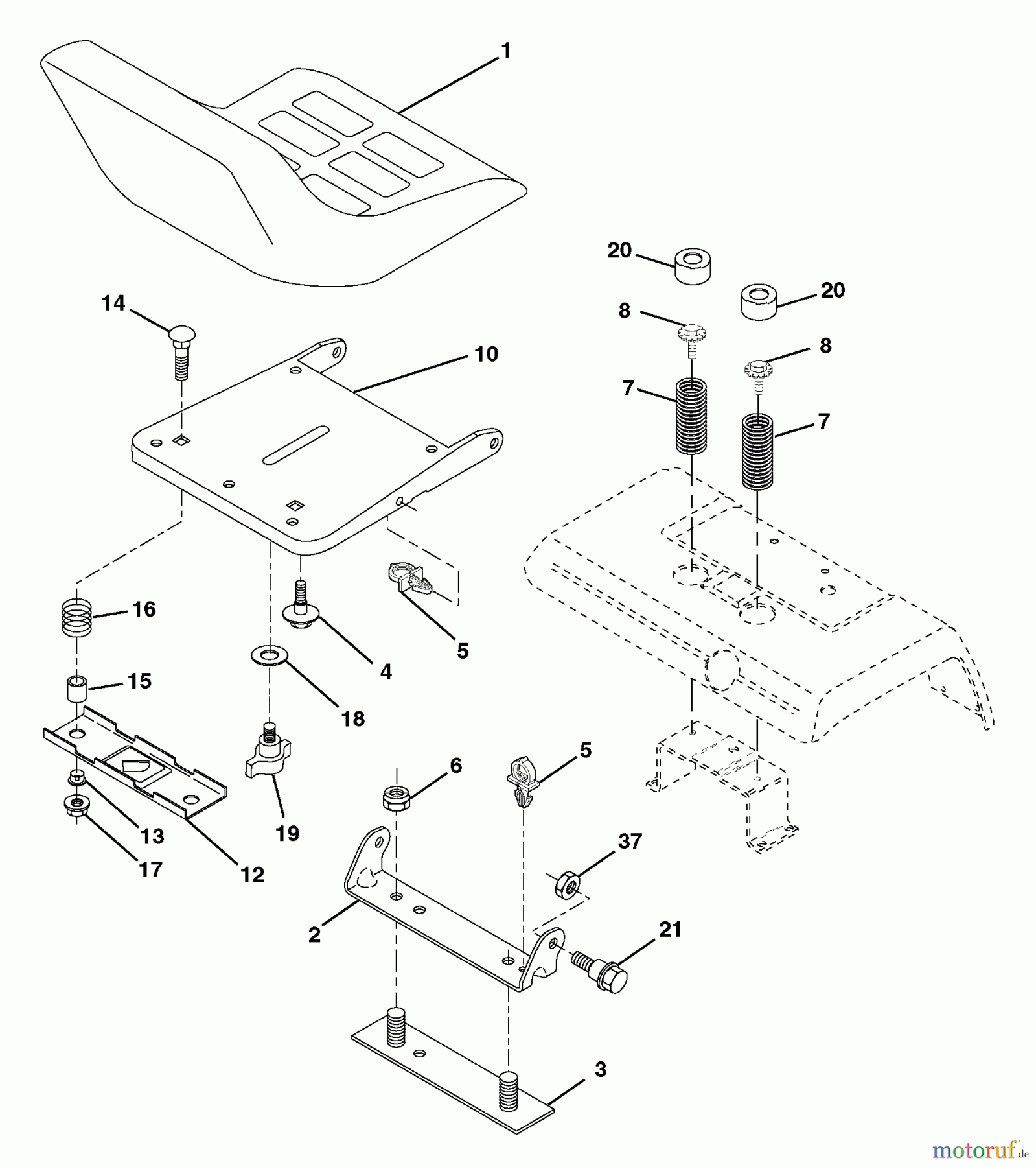 Husqvarna Rasen und Garten Traktoren GT 2254 (96025000200) - Husqvarna Garden Tractor (2005-05 & After) Seat Assembly