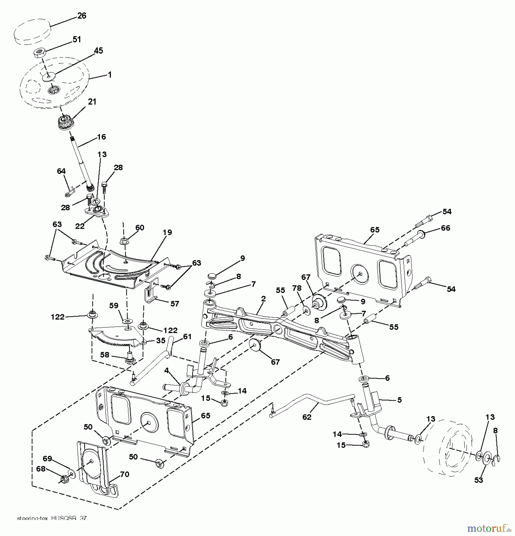 Husqvarna Rasen und Garten Traktoren GT 54LS (96043015700) - Husqvarna Garden Tractor (2012-10 & After) STEERING
