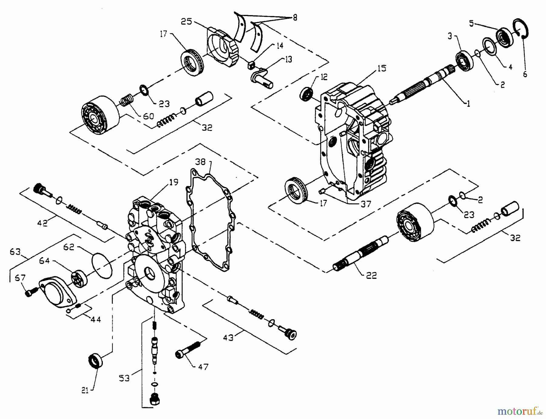 Husqvarna Rasen und Garten Traktoren GTH 200 (954000972) (HN20VH50A) - Husqvarna Garden Tractor (1994-03 & After) Transaxle Pump (Model Number BDU-10L-118)