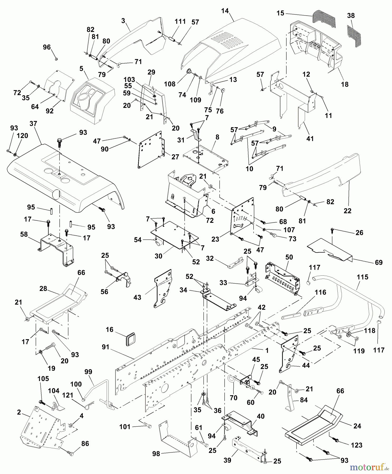Husqvarna Rasen und Garten Traktoren GTH 200 (954001122A) - Husqvarna Garden Tractor (1994-07 & After) Chassis And Enclosures