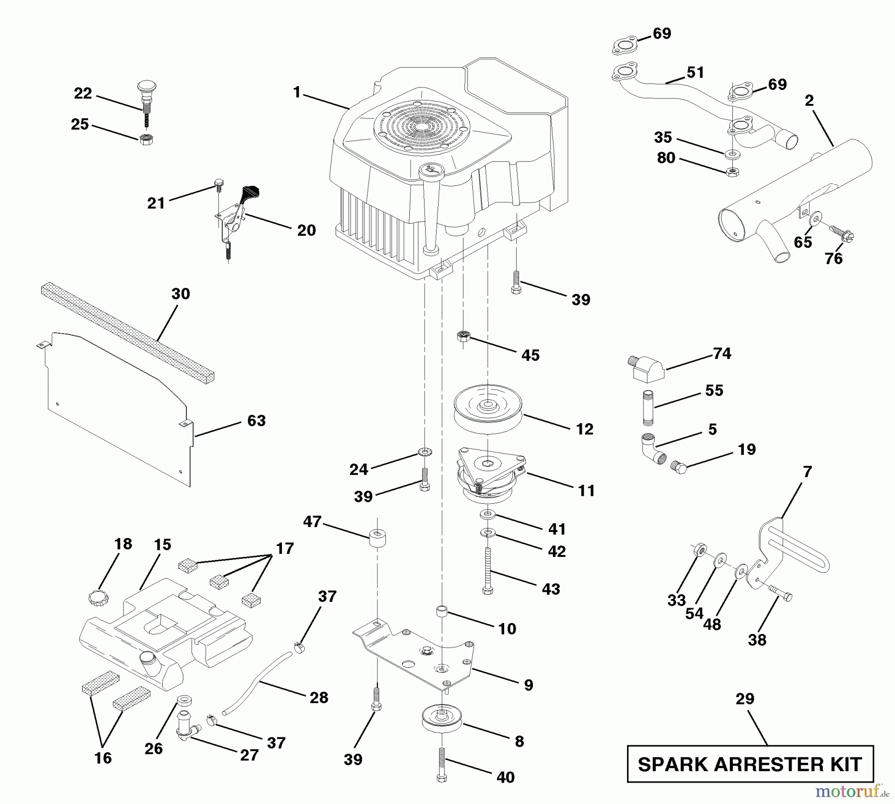 Husqvarna Rasen und Garten Traktoren GTH 200 (954140046B) - Husqvarna Garden Tractor (1998-07 & After) Engine