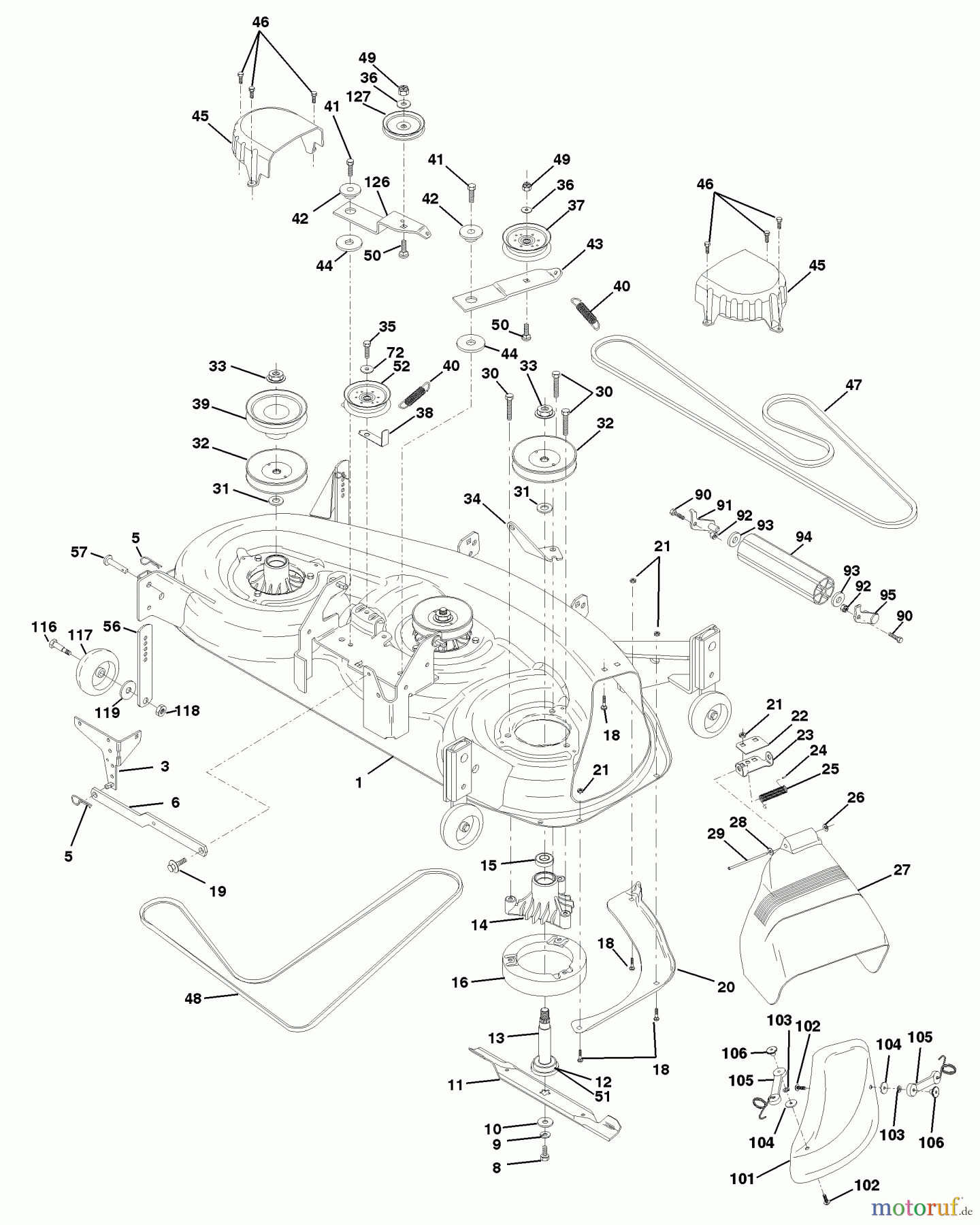 Husqvarna Rasen und Garten Traktoren GTH 200 (954140046B) - Husqvarna Garden Tractor (1998-07 & After) Mower Deck