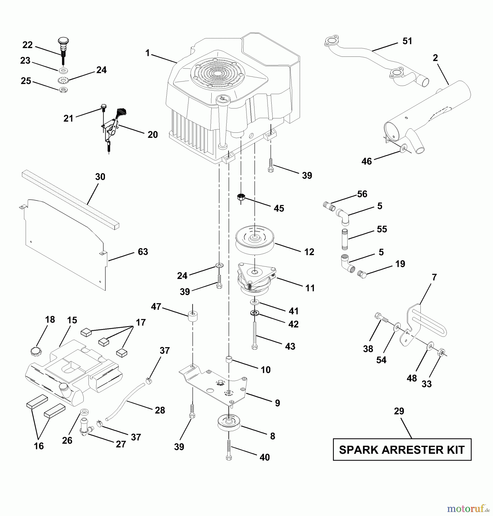 Husqvarna Rasen und Garten Traktoren GTH 220 (954002022A) - Husqvarna Garden Tractor (1995-05 & After) Engine