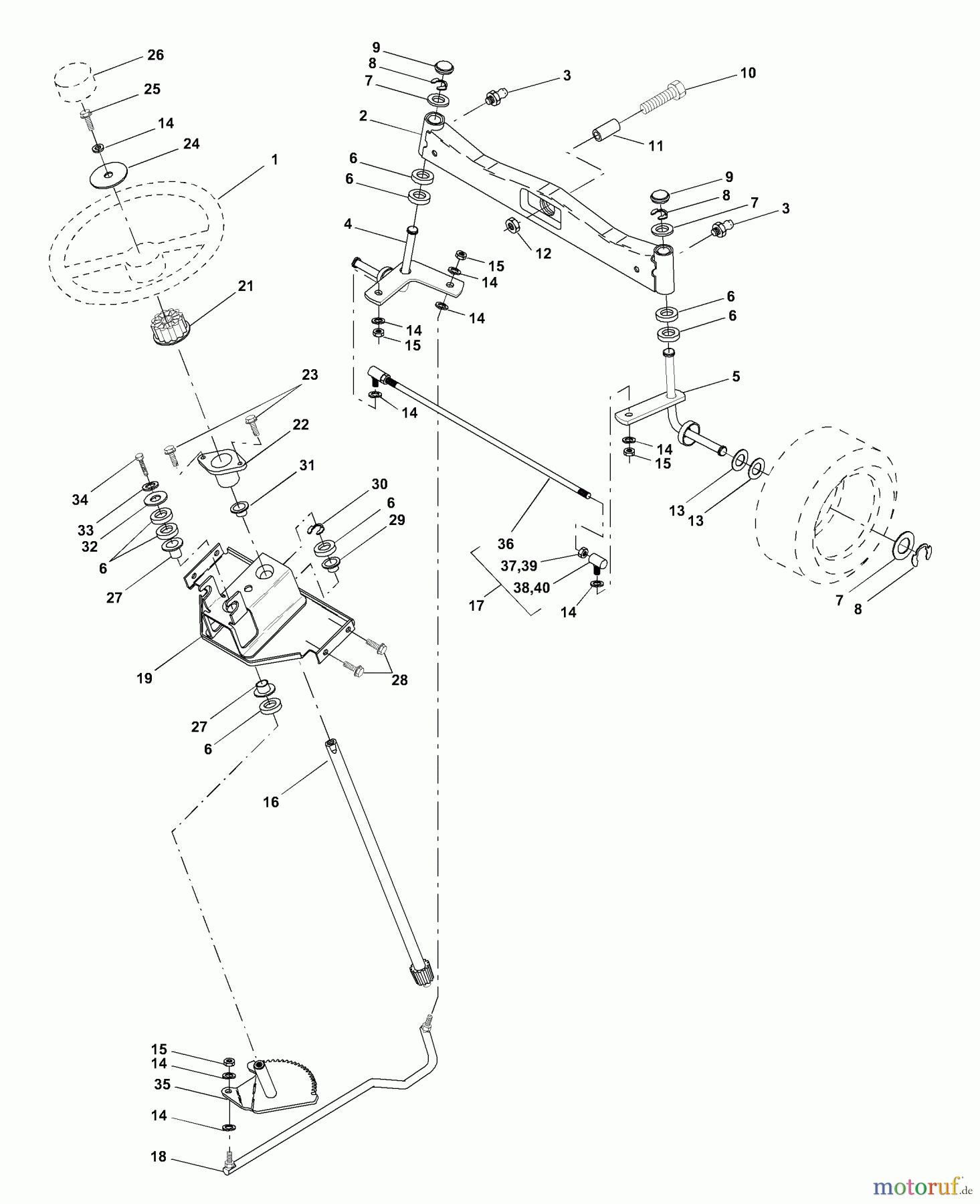 Husqvarna Rasen und Garten Traktoren GTH 220 (954002022A) - Husqvarna Garden Tractor (1995-05 & After) Steering Assembly