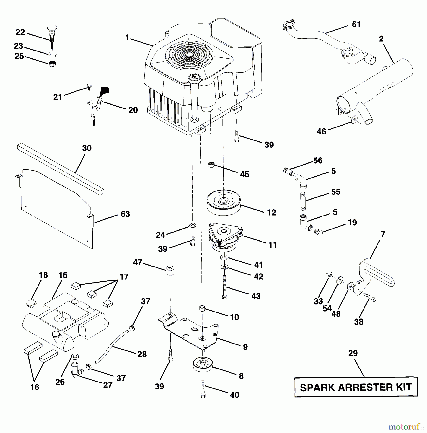 Husqvarna Rasen und Garten Traktoren GTH 220 (954140012A) - Husqvarna Garden Tractor (1997-12 & After) Engine