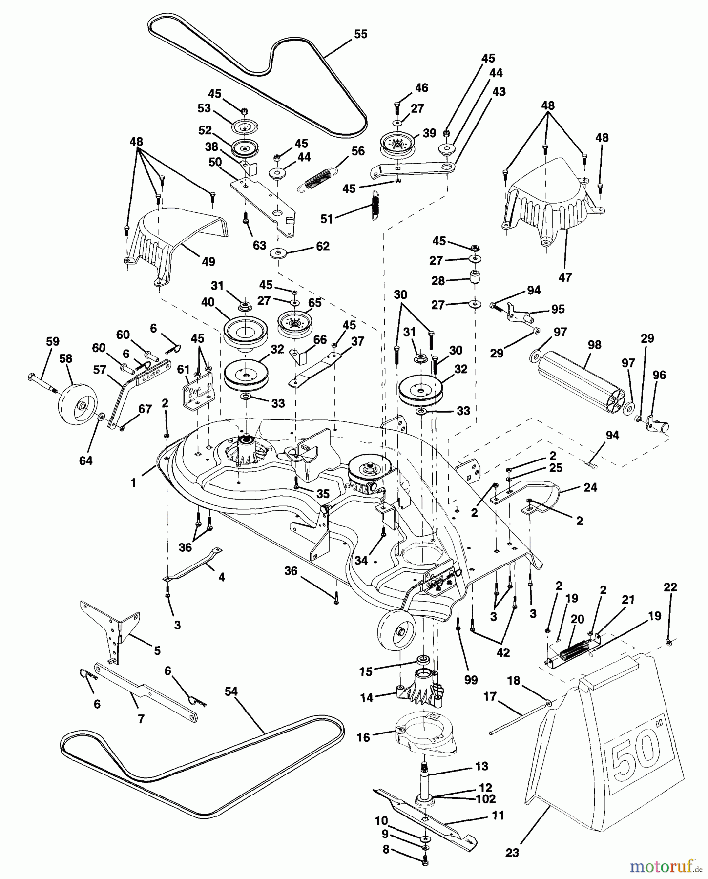 Husqvarna Rasen und Garten Traktoren GTH 220 (954140012A) - Husqvarna Garden Tractor (1997-12 & After) Mower Deck