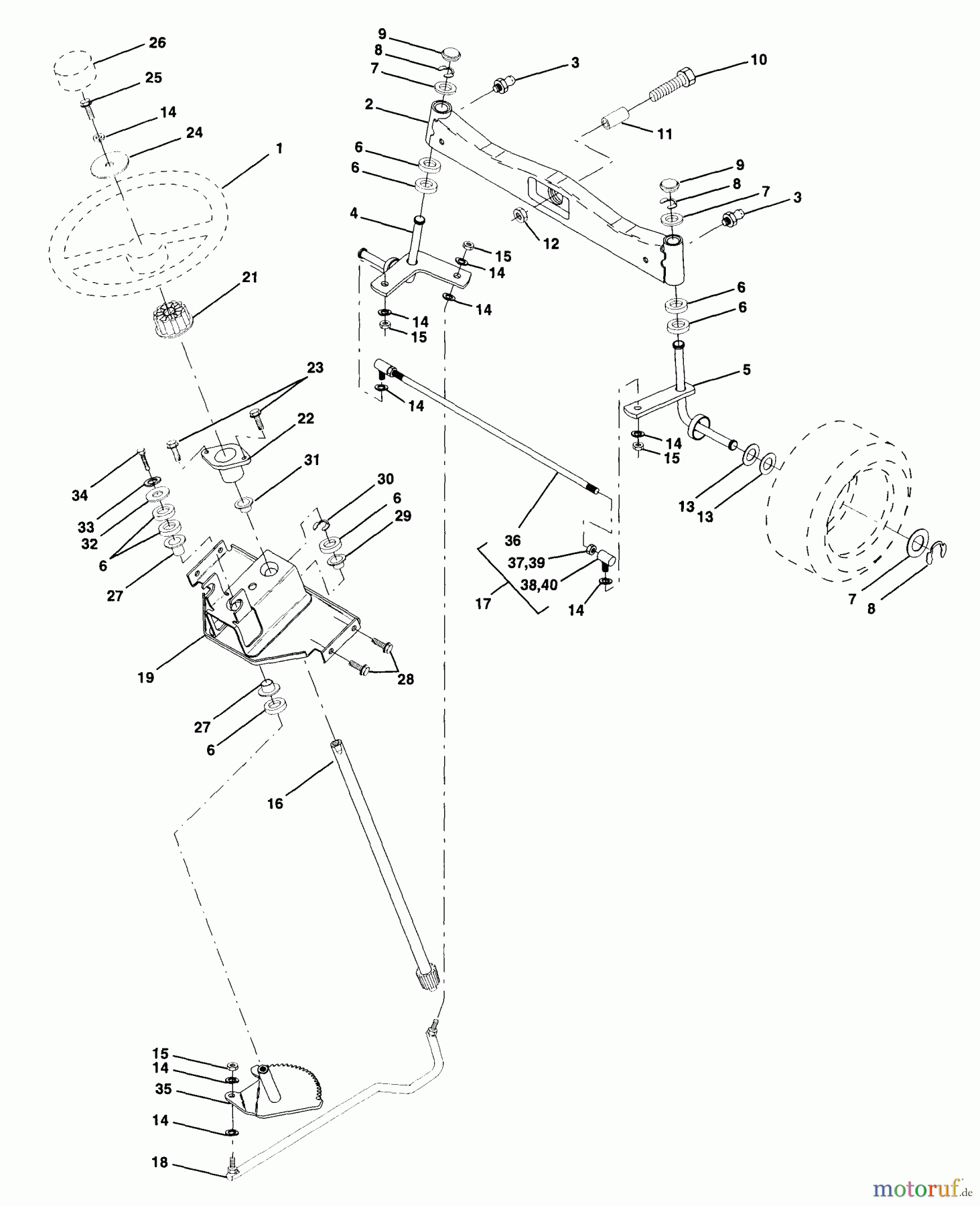 Husqvarna Rasen und Garten Traktoren GTH 220 (954140012A) - Husqvarna Garden Tractor (1997-12 & After) Steering Assembly