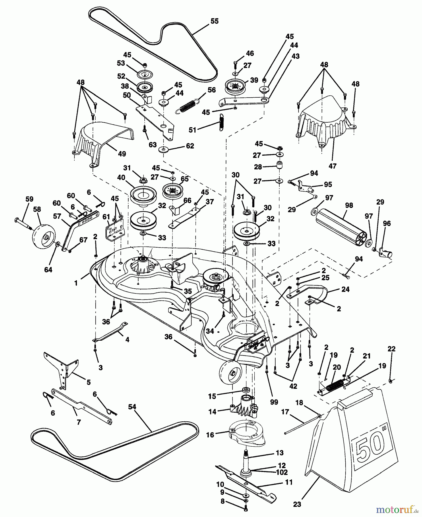 Husqvarna Rasen und Garten Traktoren GTH 220 (954140012B) - Husqvarna Garden Tractor (1996-11 & After) Mower Deck