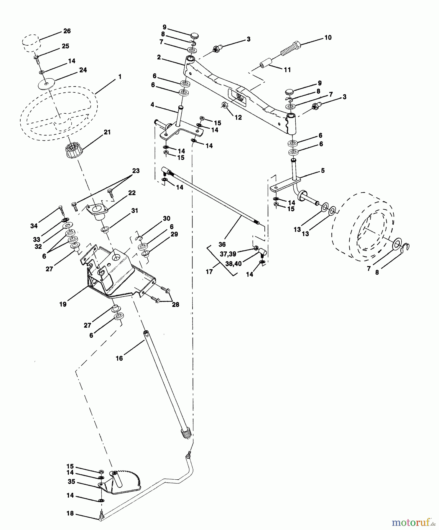 Husqvarna Rasen und Garten Traktoren GTH 220 (954140012B) - Husqvarna Garden Tractor (1996-11 & After) Steering Assembly