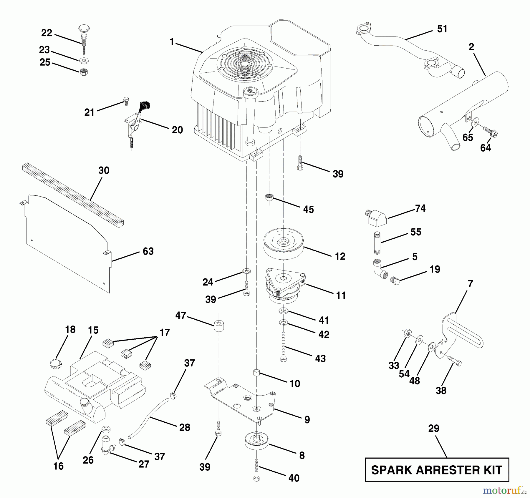 Husqvarna Rasen und Garten Traktoren GTH 220 (954140012C) - Husqvarna Garden Tractor (1998-02 & After) Engine