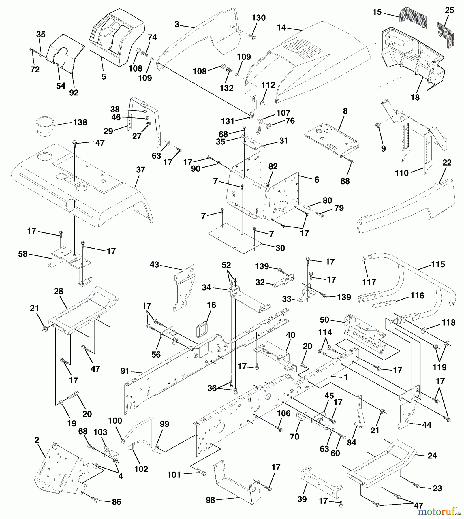 Husqvarna Rasen und Garten Traktoren GTH 220 (954140012F) - Husqvarna Garden Tractor (1999-03 & After) Chassis & Enclosures
