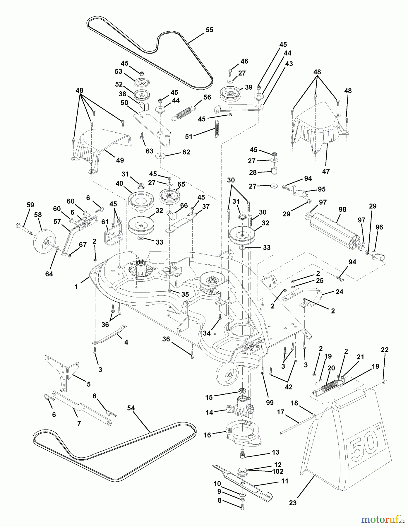 Husqvarna Rasen und Garten Traktoren GTH 220 (954830167B) - Husqvarna Garden Tractor (1996-05 & After) Mower Deck