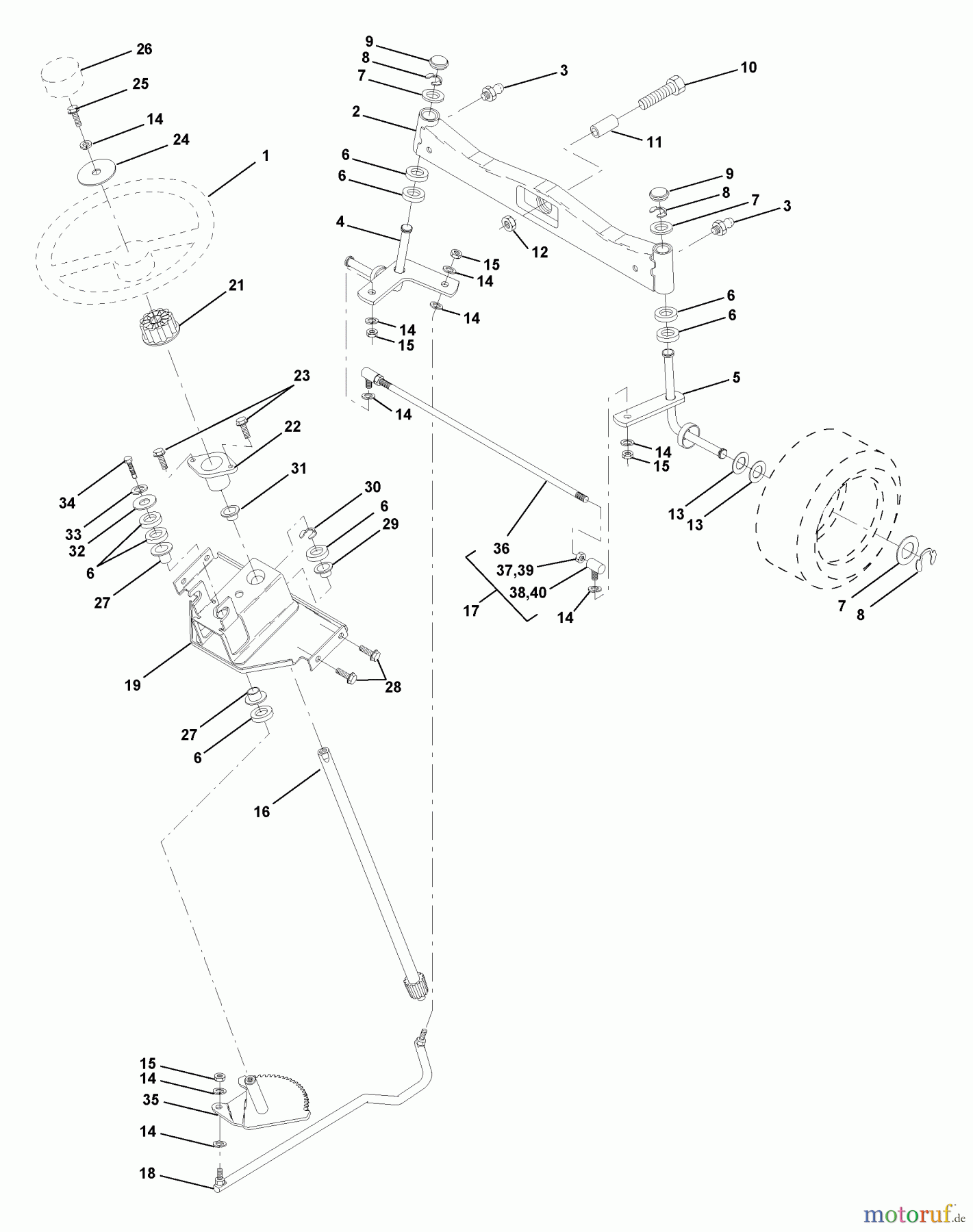 Husqvarna Rasen und Garten Traktoren GTH 220 (954830167B) - Husqvarna Garden Tractor (1996-05 & After) Steering Assembly