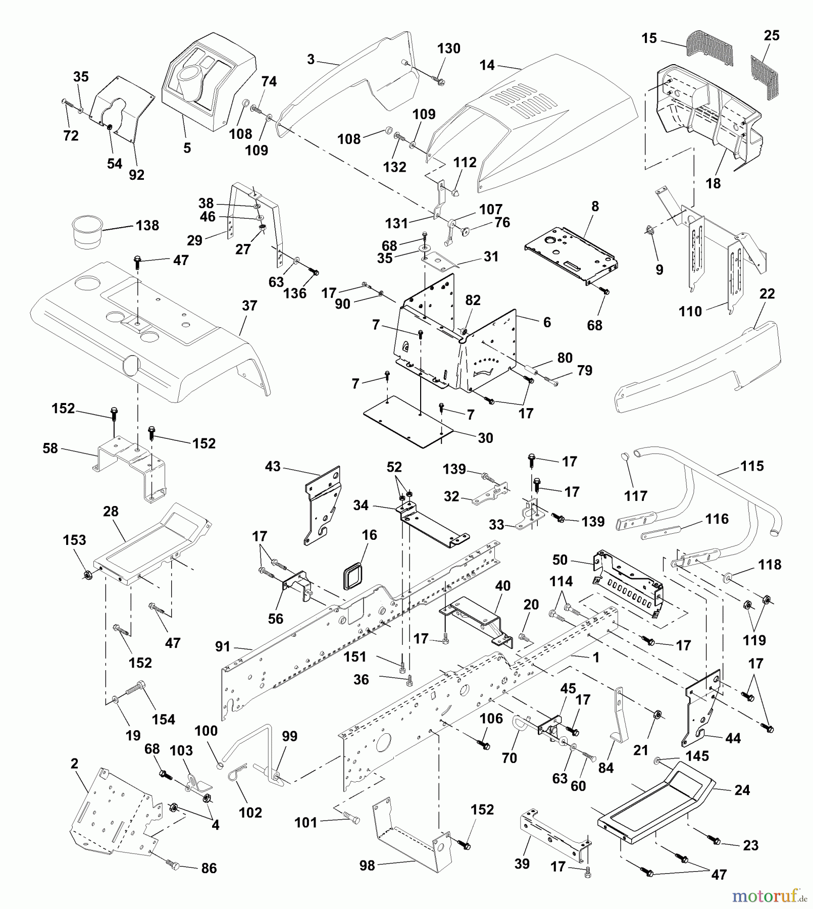 Husqvarna Rasen und Garten Traktoren GTH 225 (954140103A) - Husqvarna Garden Tractor (1999-10 & After) Chassis And Enclosures