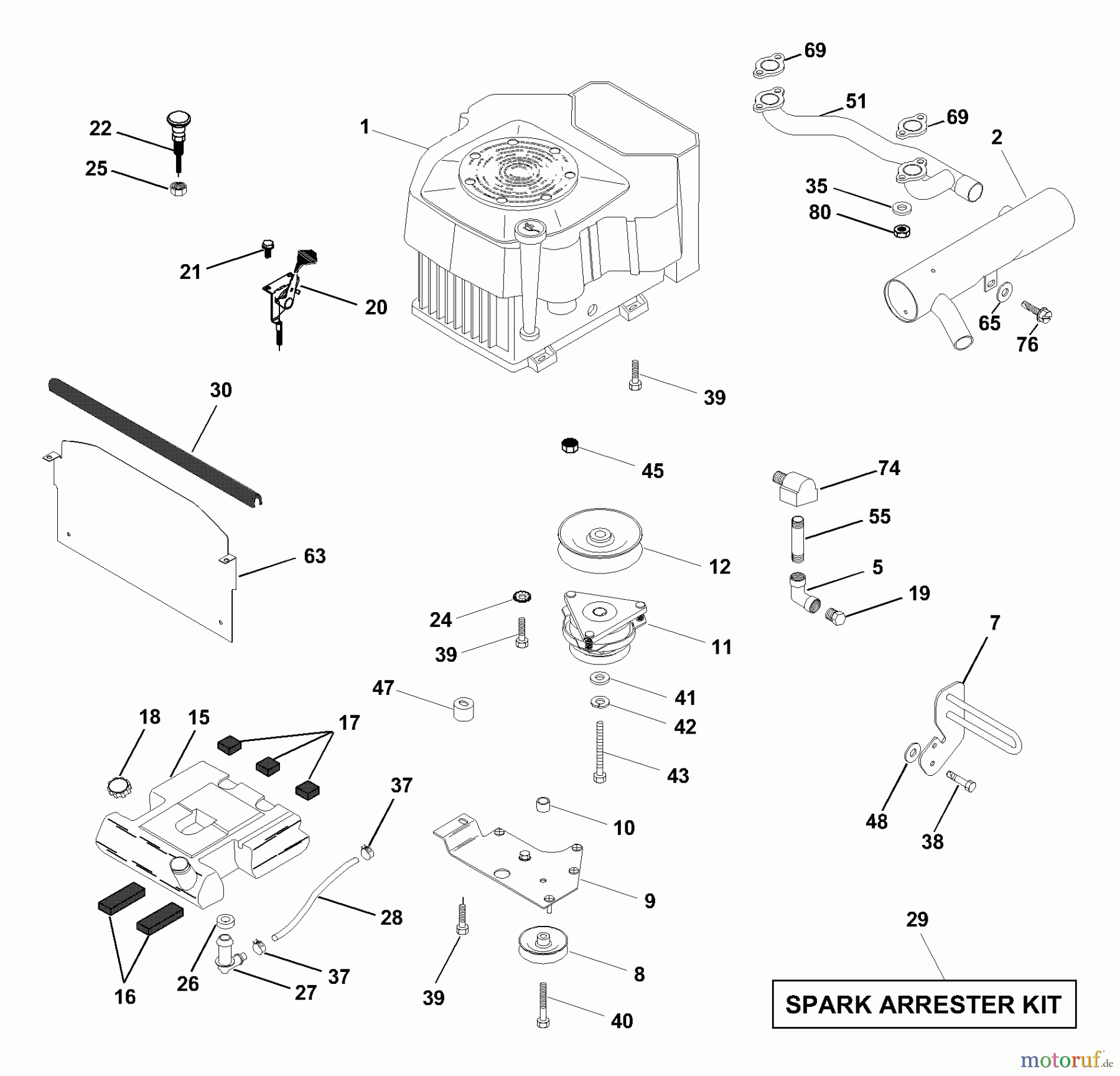  Husqvarna Rasen und Garten Traktoren GTH 225 (954140103A) - Husqvarna Garden Tractor (1999-10 & After) Engine