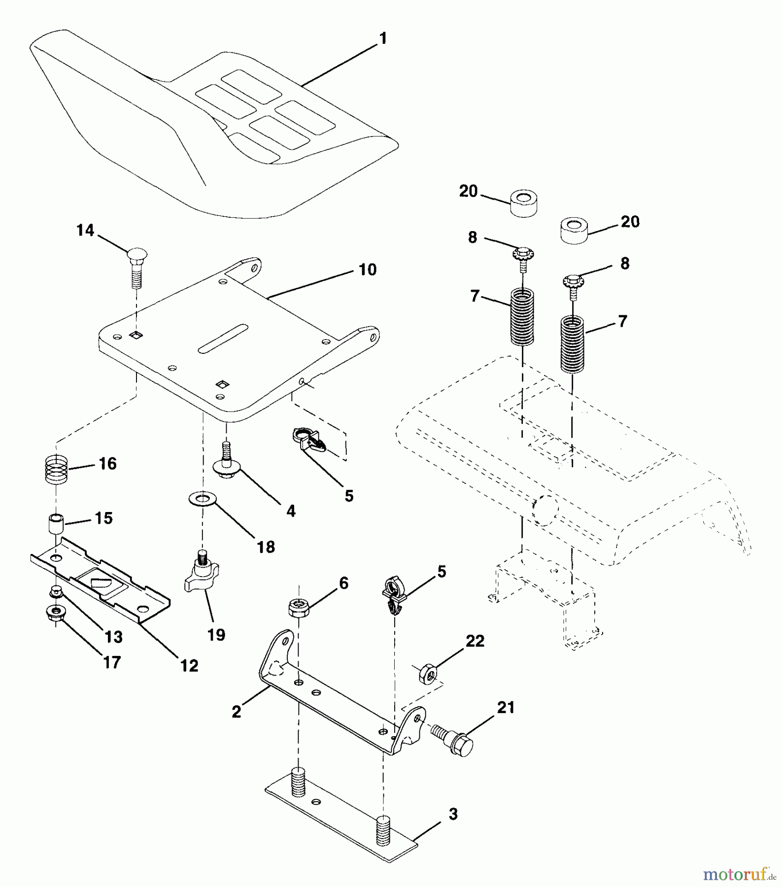 Husqvarna Rasen und Garten Traktoren GTH 225 (954140103A) - Husqvarna Garden Tractor (1999-10 & After) Seat Assembly