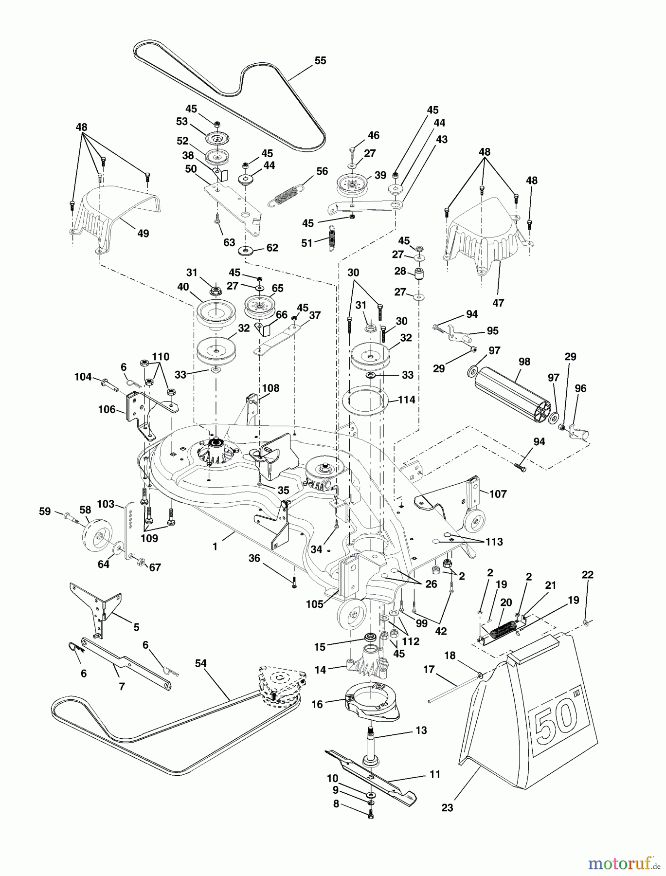 Husqvarna Rasen und Garten Traktoren GTH 2250C (954567093) - Husqvarna Garden Tractor (2001-05 & After) Mower Deck