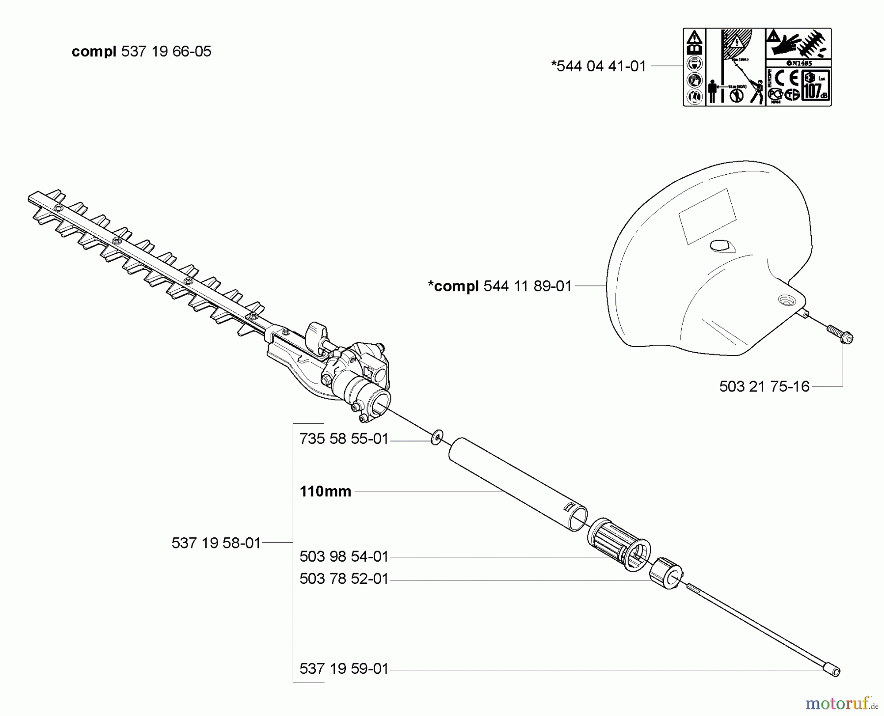  Husqvarna Zubehör HA 110 - Husqvarna Hedge Trimmer Attachment (2005-09 to 2005-09) Hedge Attachment