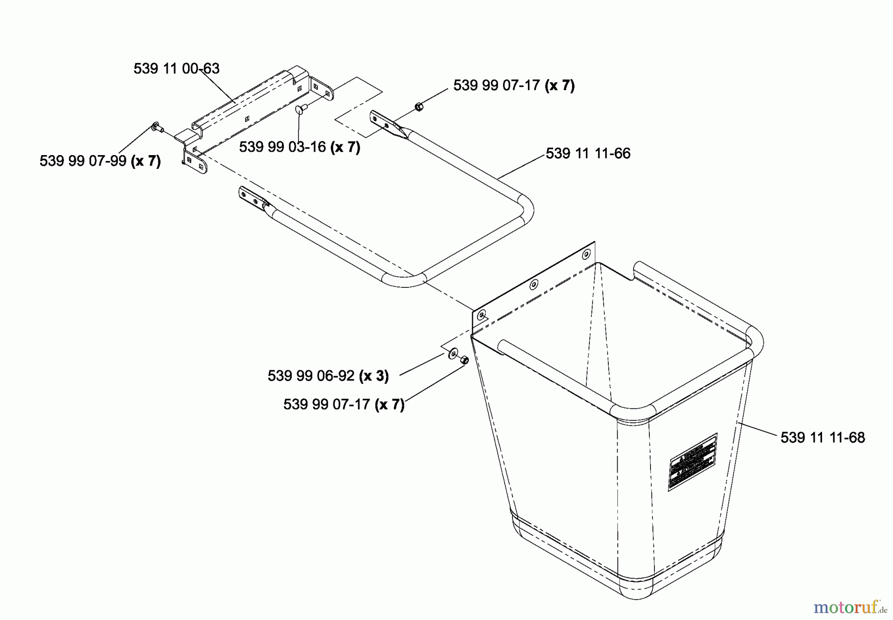 Husqvarna Zubehör, Rasenmäher / Mäher HCS 1372 (539111750) - Husqvarna Collection System (2005-03 & After) Bag Assy.