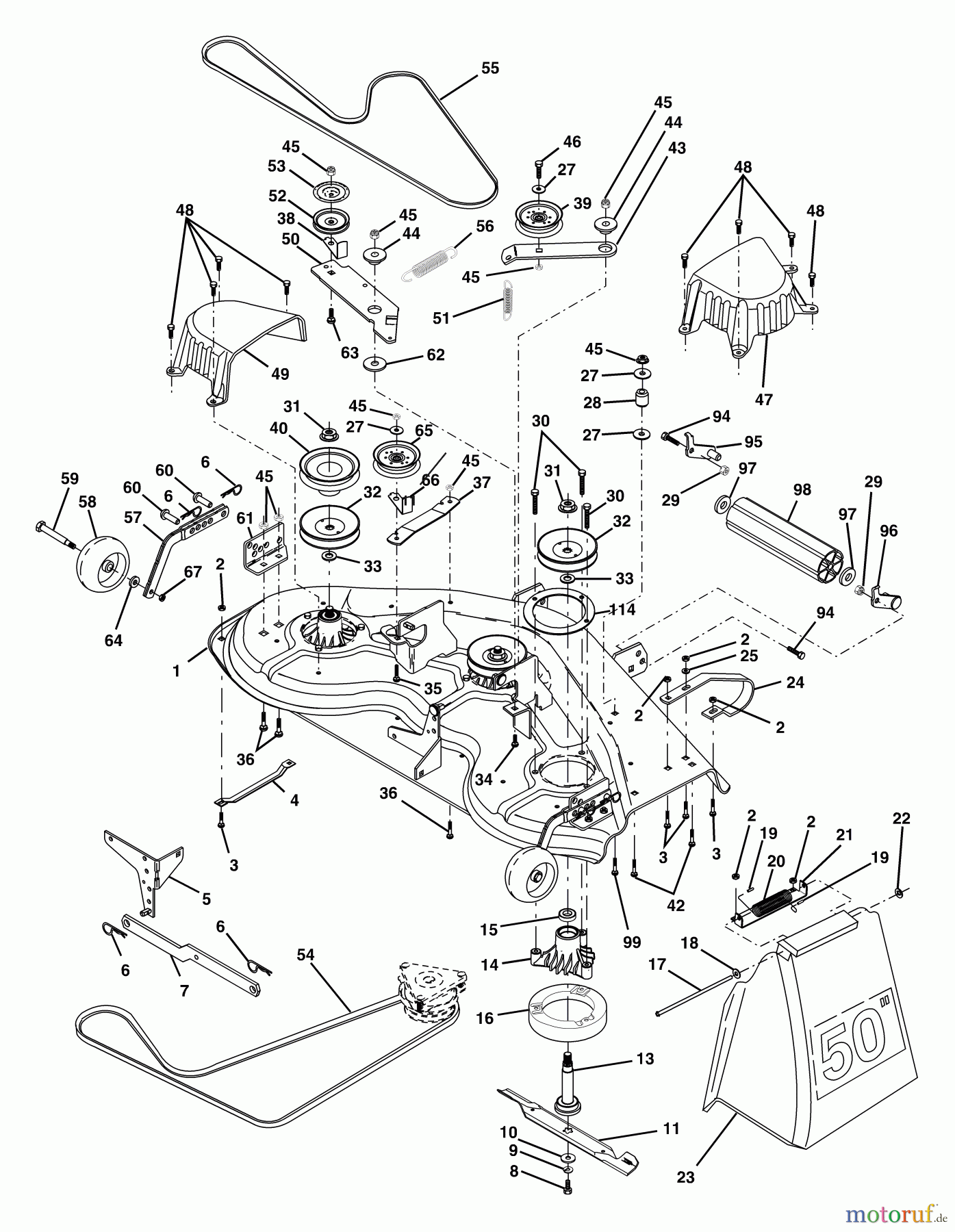 Husqvarna Rasen und Garten Traktoren GTH 2350 (954568540) (GTHK2350A) - Husqvarna Garden Tractor (2002-07 & After) Mower Deck