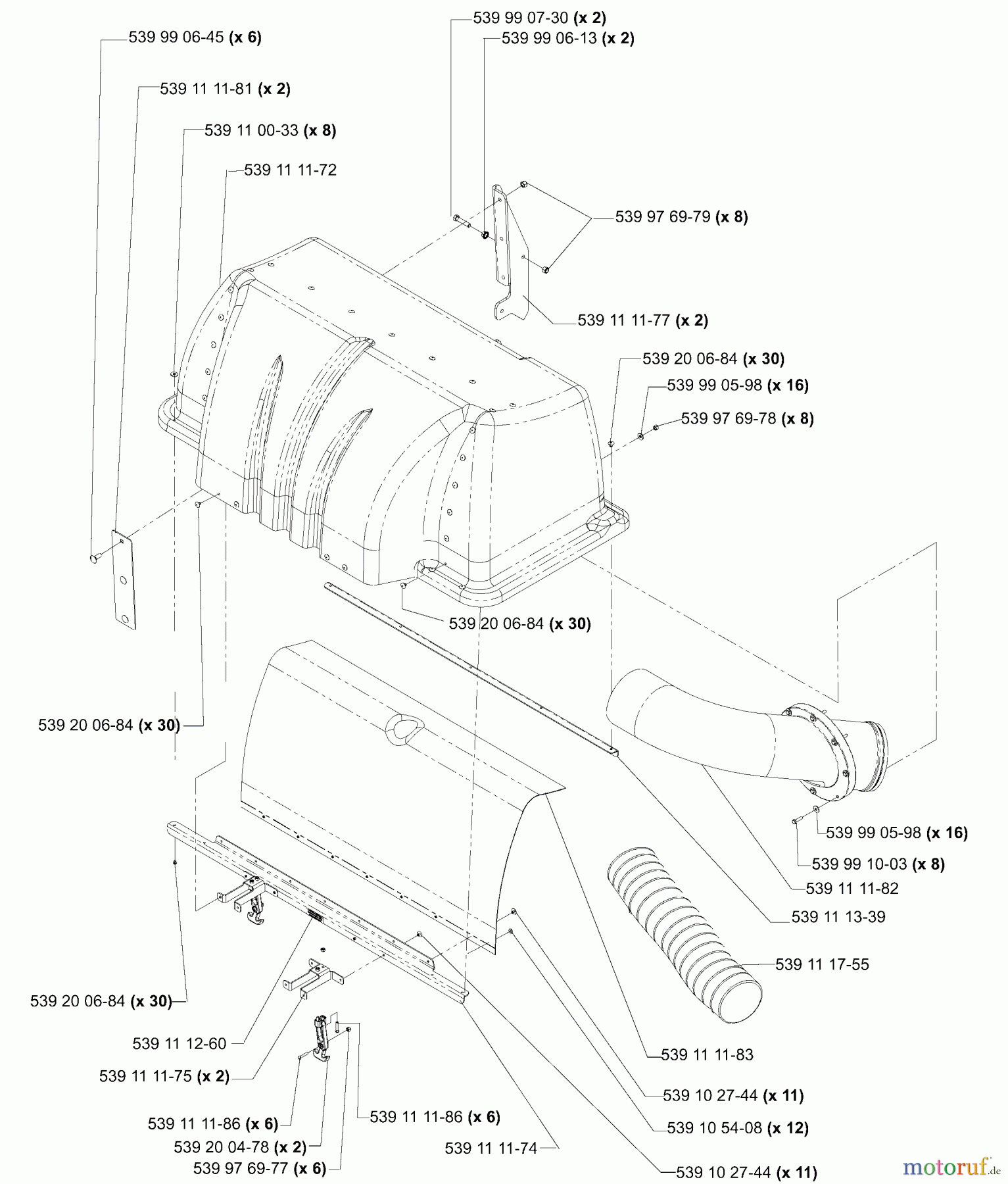 Husqvarna Zubehör, Rasenmäher / Mäher HCS 1372 (539111750) - Husqvarna Collection System (2005-03 & After) Hood