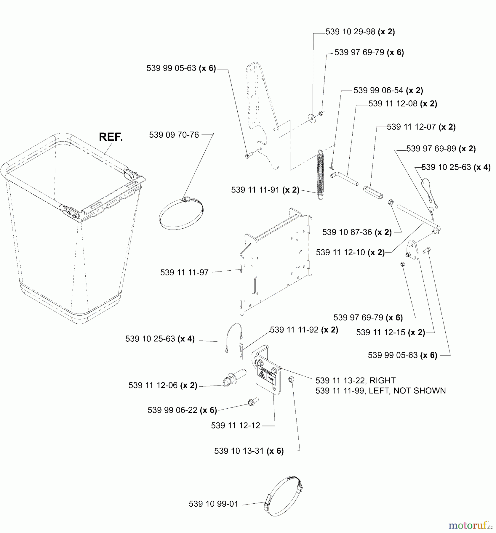 Husqvarna Zubehör, Rasenmäher / Mäher HCS 1372 (539111750) - Husqvarna Collection System (2005-03 & After) Mounting Kit