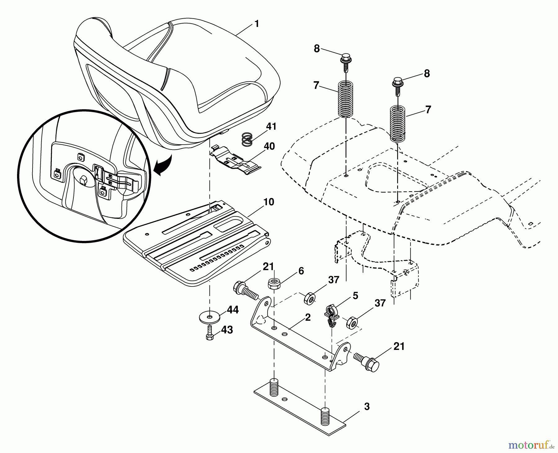 Husqvarna Rasen und Garten Traktoren GTH 2454T (96043002300) - Husqvarna Garden Tractor (2006-06 & After) Seat Assembly