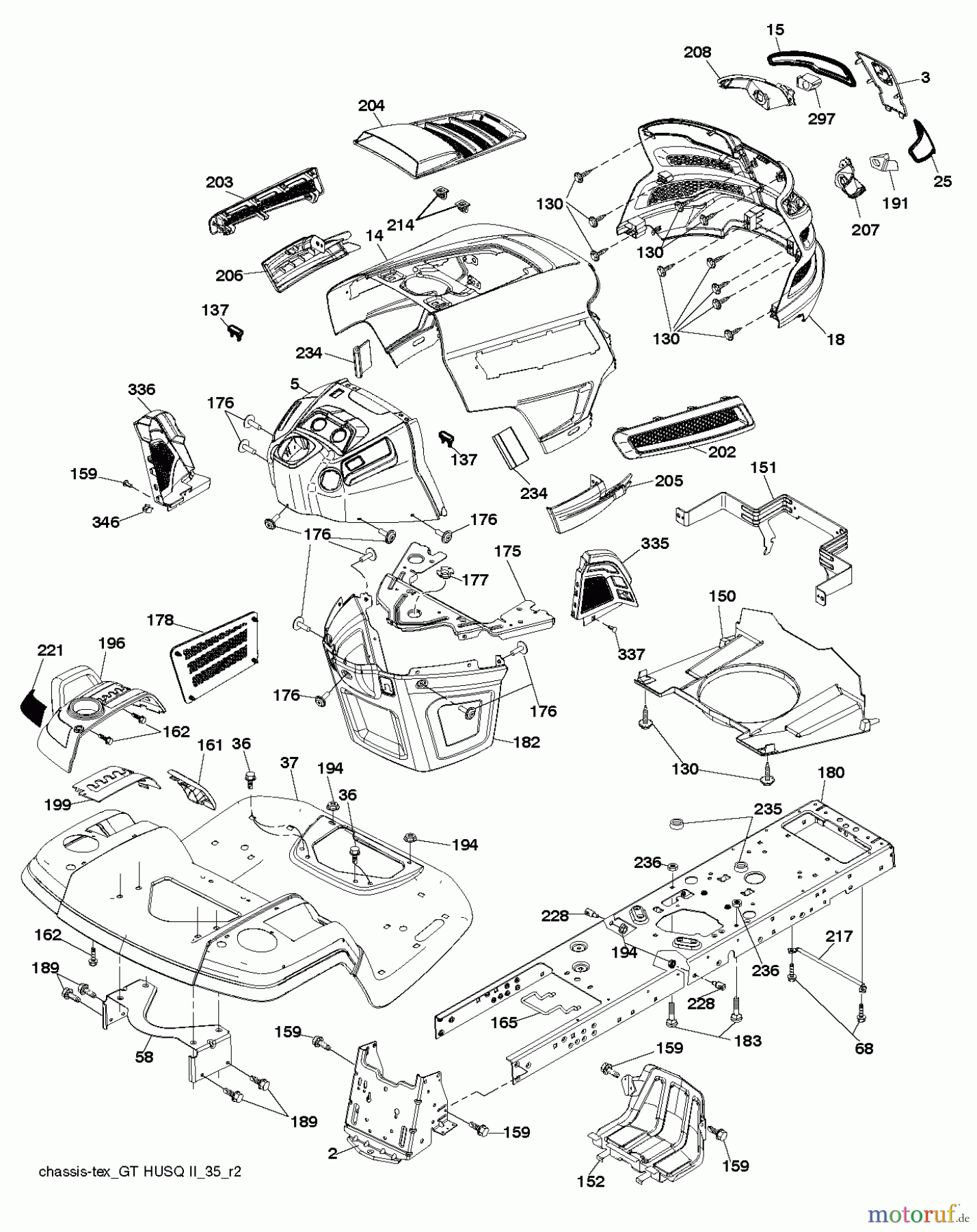 Husqvarna Rasen und Garten Traktoren GTH 24V52LS (96043013500) - Husqvarna Garden Tractor (2011-08 & After) CHASSIS / FRAME