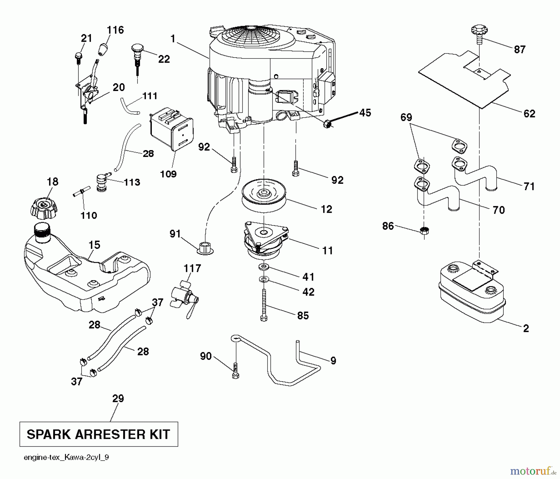 Husqvarna Rasen und Garten Traktoren GTH 24V52LS (96043013600) - Husqvarna Garden Tractor (2011-08 & After) ENGINE