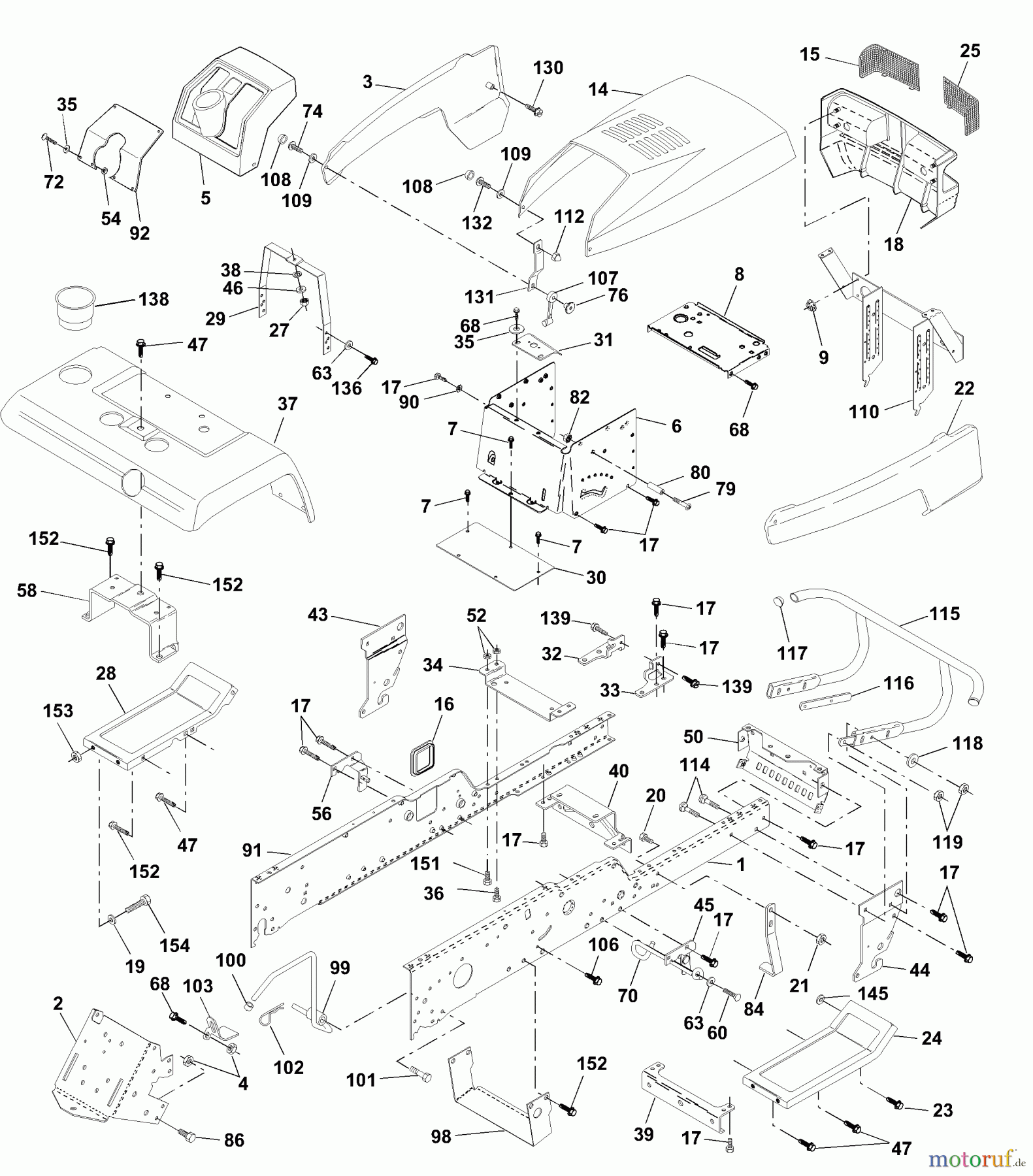 Husqvarna Rasen und Garten Traktoren GTH 250 (954140104A) - Husqvarna Garden Tractor (1999-09 & After) Chassis And Enclosures