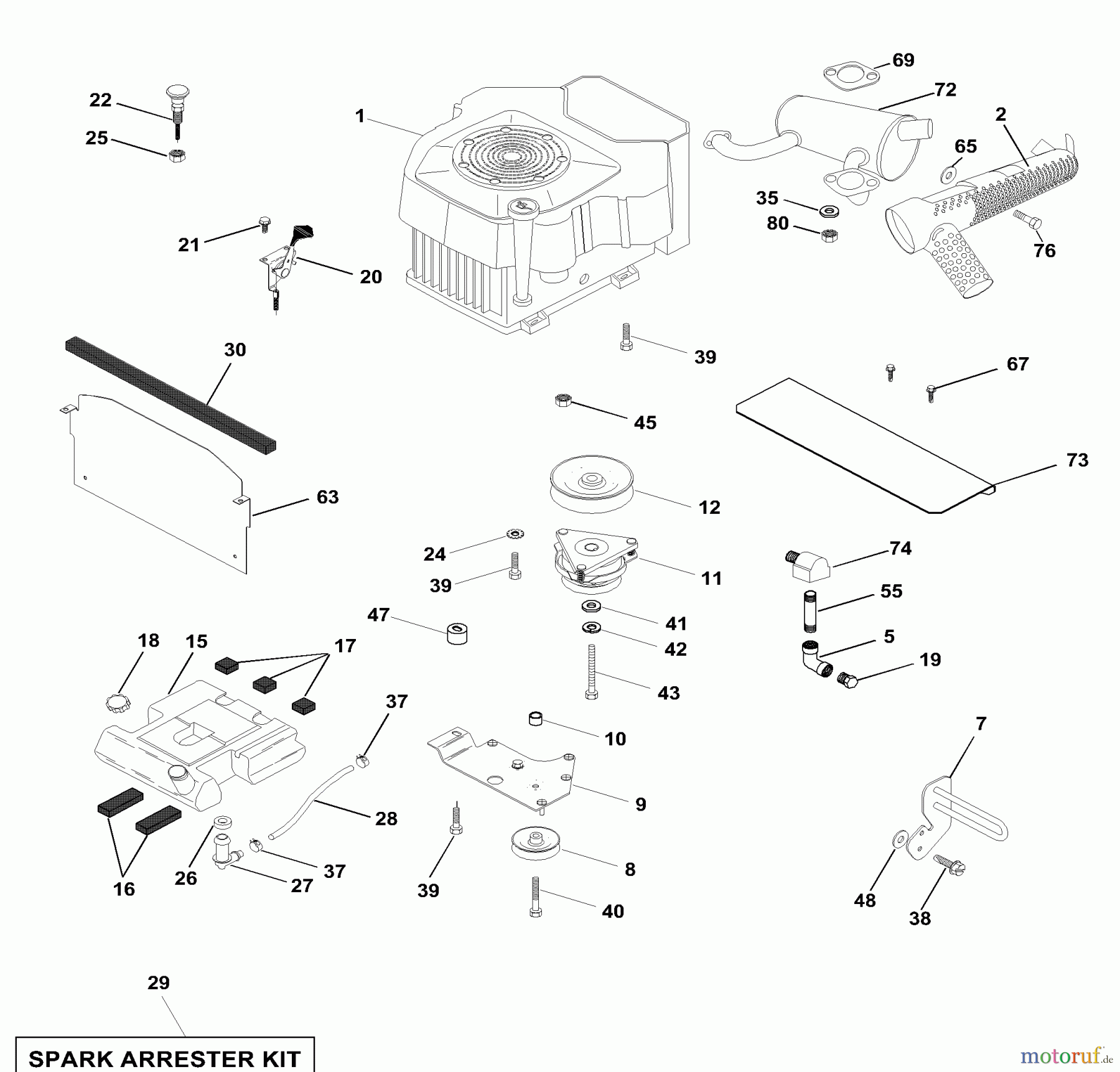 Husqvarna Rasen und Garten Traktoren GTH 250 (954140104A) - Husqvarna Garden Tractor (1999-09 & After) Engine