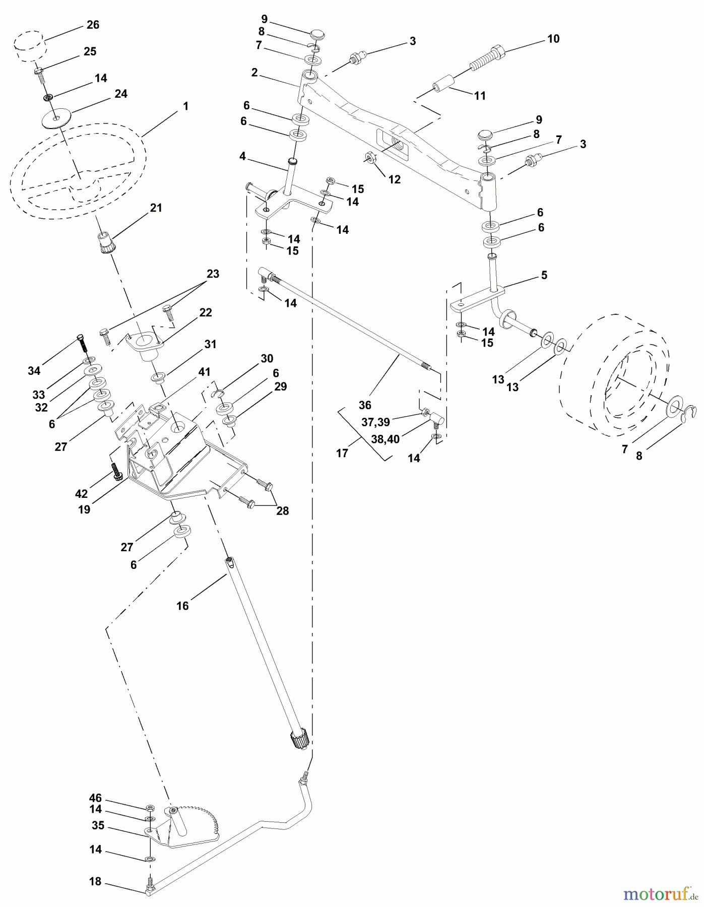 Husqvarna Rasen und Garten Traktoren GTH 250 (954140104A) - Husqvarna Garden Tractor (1999-09 & After) Steering Assembly