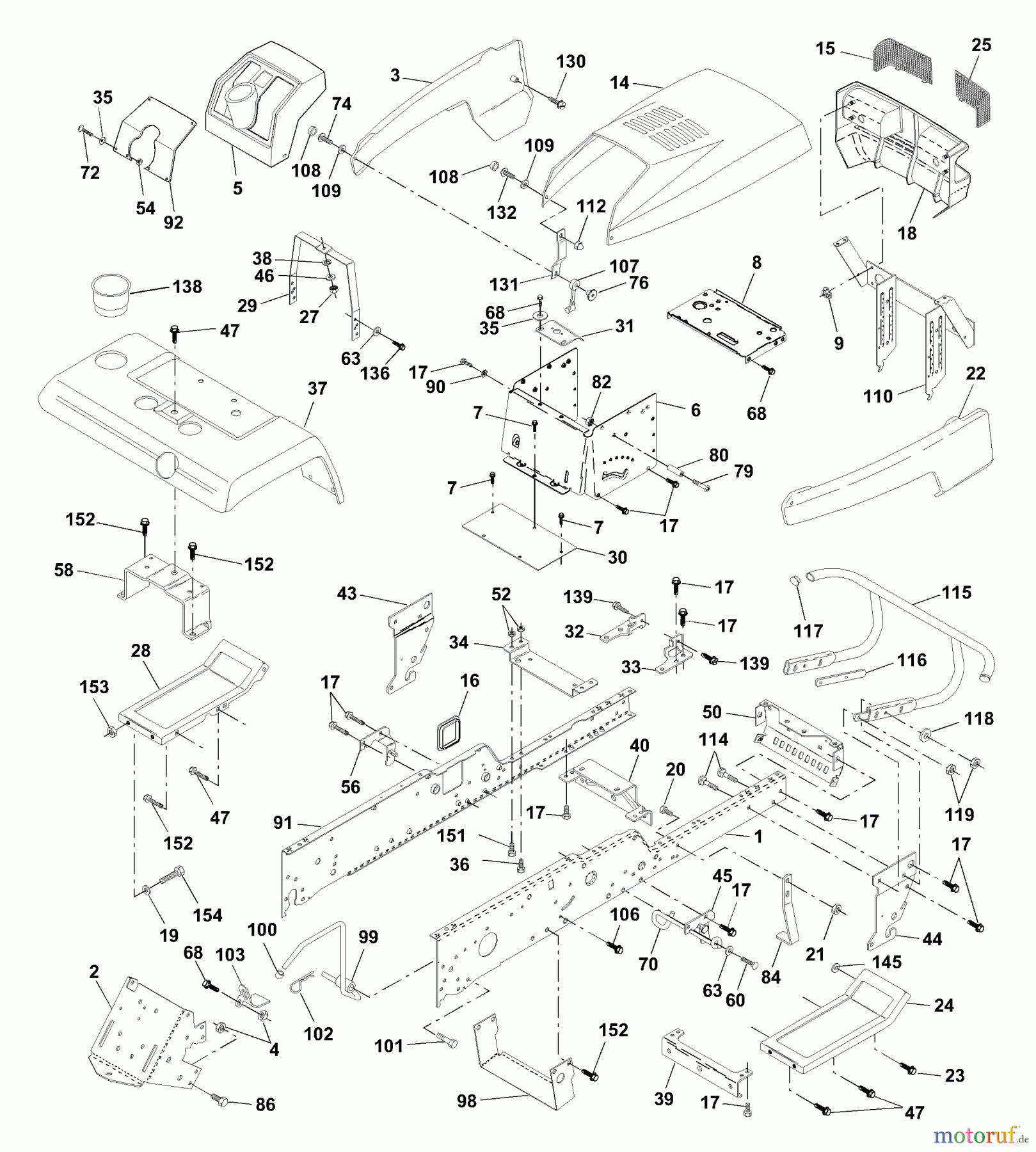 Husqvarna Rasen und Garten Traktoren GTH 250 (954140104B) - Husqvarna Garden Tractor (2000-03 & After) Chassis And Enclosures