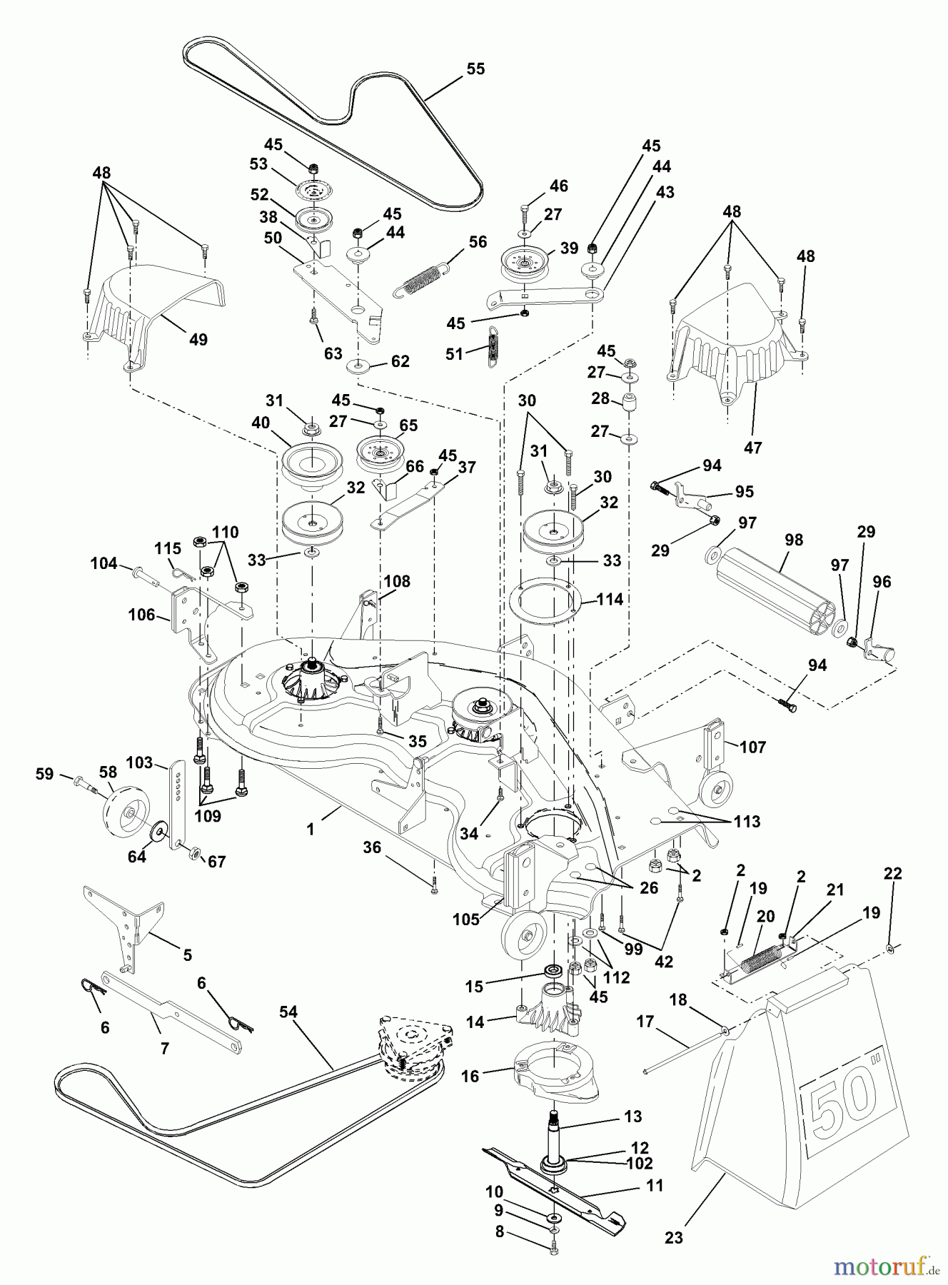 Husqvarna Rasen und Garten Traktoren GTH 250 (954140104B) - Husqvarna Garden Tractor (2000-03 & After) Mower Deck