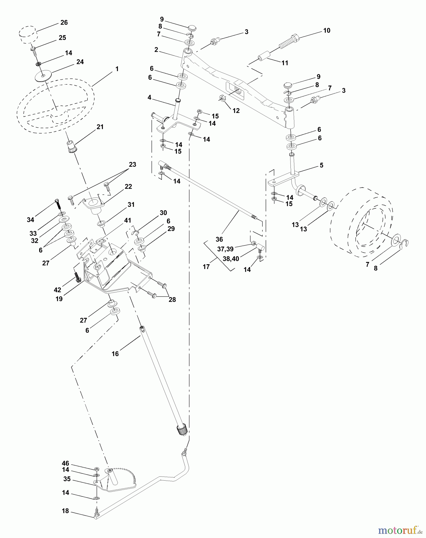 Husqvarna Rasen und Garten Traktoren GTH 250 (954140104B) - Husqvarna Garden Tractor (2000-03 & After) Steering Assembly
