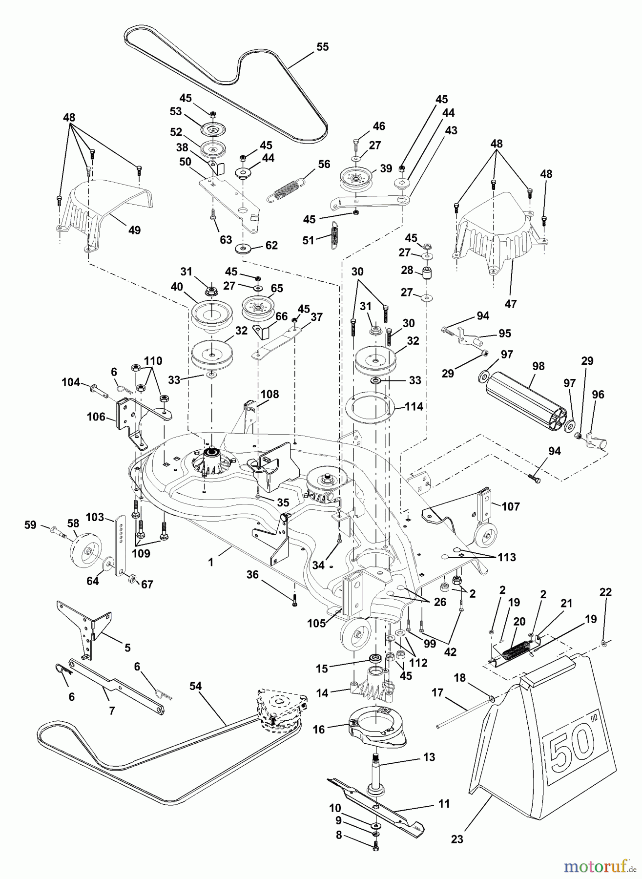 Husqvarna Rasen und Garten Traktoren GTH 2550 B (954567109) - Husqvarna Garden Tractor (2001-02 & After) Mower Deck