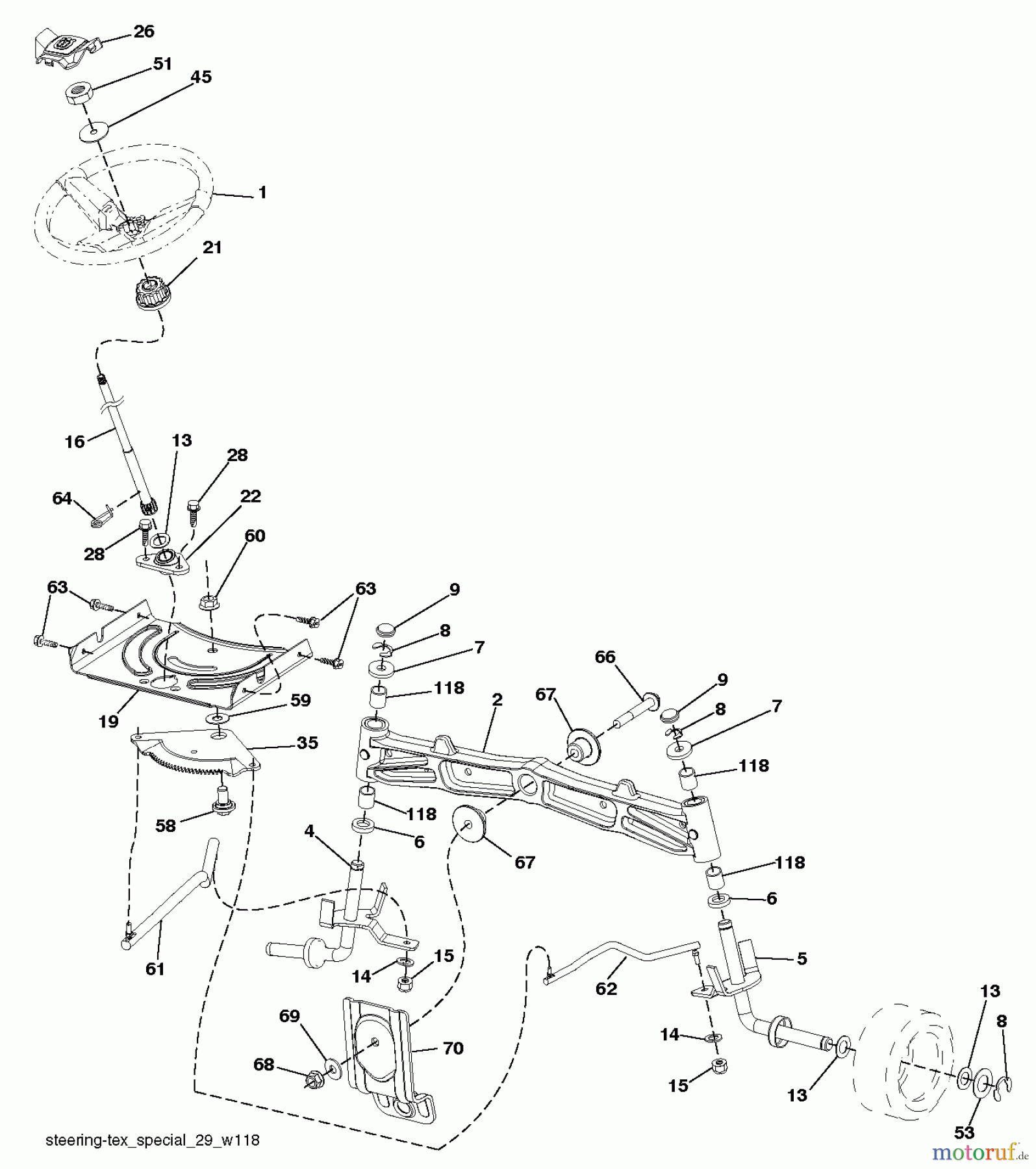 Husqvarna Rasen und Garten Traktoren GTH 263T (96041022600) - Husqvarna Garden Tractor (2011-04 & After) STEERING