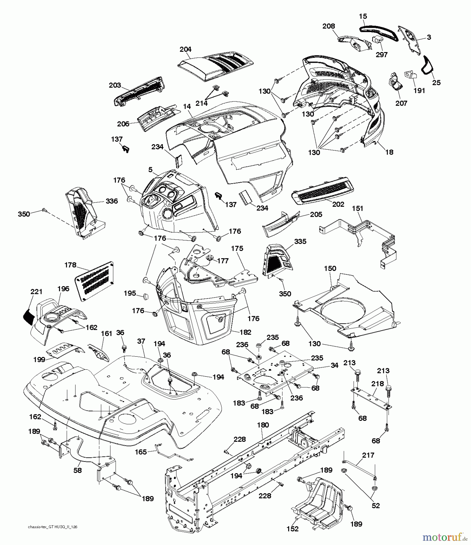 Husqvarna Rasen und Garten Traktoren GTH 264T (96041025000) - Husqvarna Garden Tractor (2012-01 & After) CHASSIS ENCLOSURES