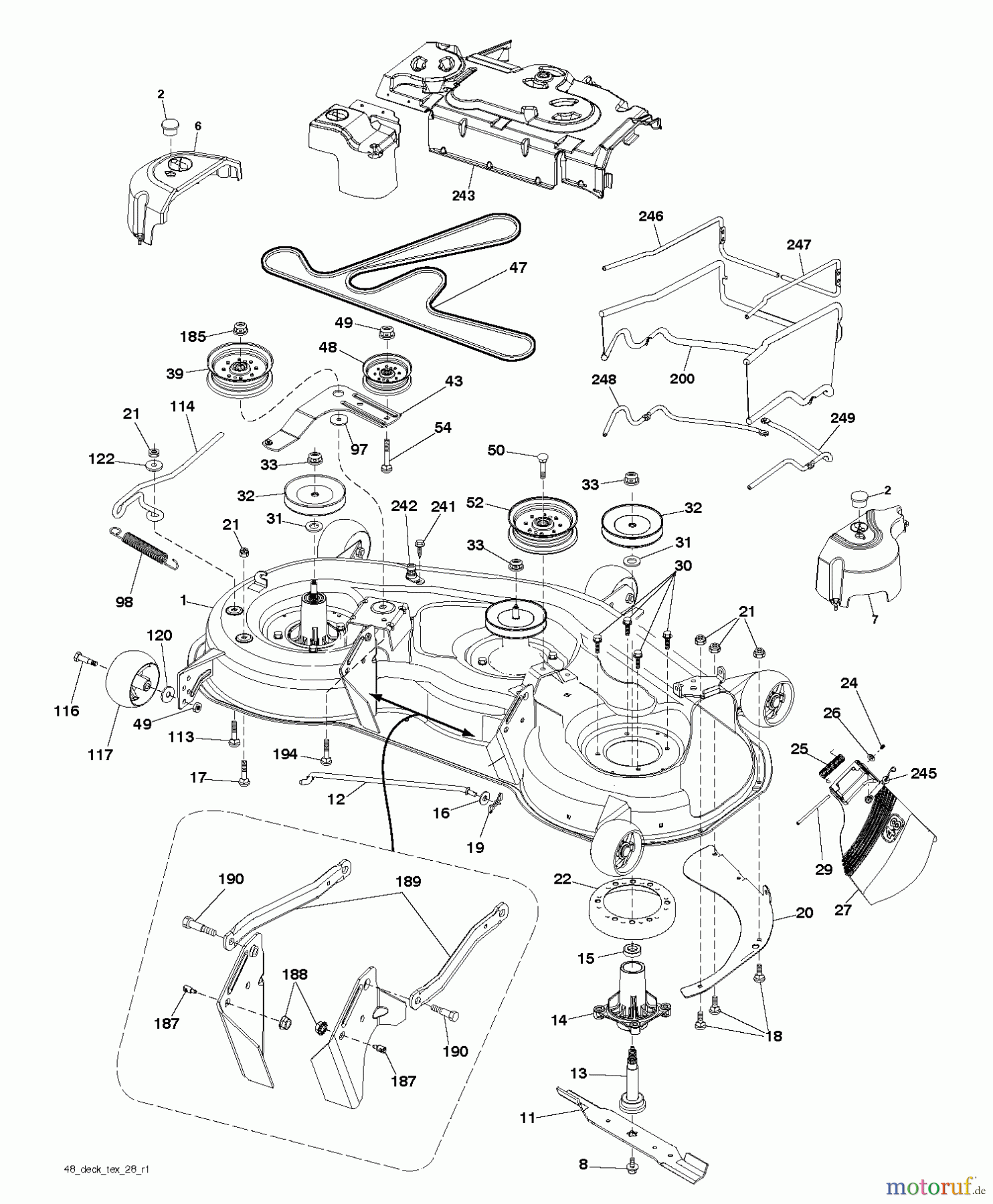 Husqvarna Rasen und Garten Traktoren GTH 264T (96041025100) - Husqvarna Garden Tractor (2012-01 & After) MOWER DECK / CUTTING DECK