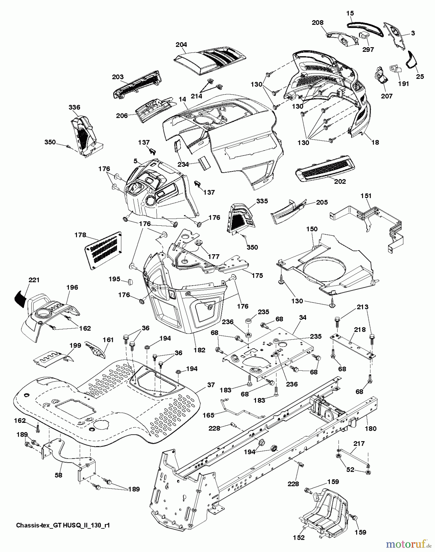 Husqvarna Rasen und Garten Traktoren GTH 264T (96041031000) - Husqvarna Garden Tractor (2012-10 & After) CHASSIS ENCLOSURES