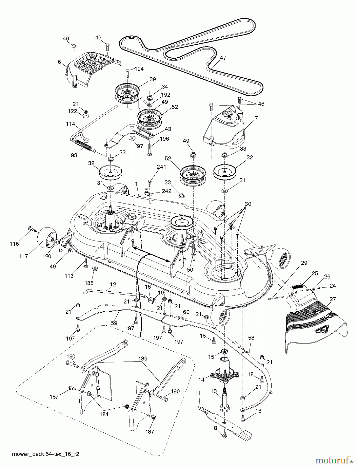 Husqvarna Rasen und Garten Traktoren GTH 264T (96041031000) - Husqvarna Garden Tractor (2012-10 & After) MOWER DECK / CUTTING DECK