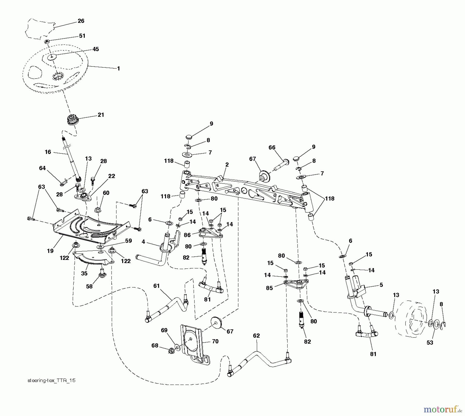 Husqvarna Rasen und Garten Traktoren GTH 264T (96041031100) - Husqvarna Garden Tractor (2012-10 & After) STEERING