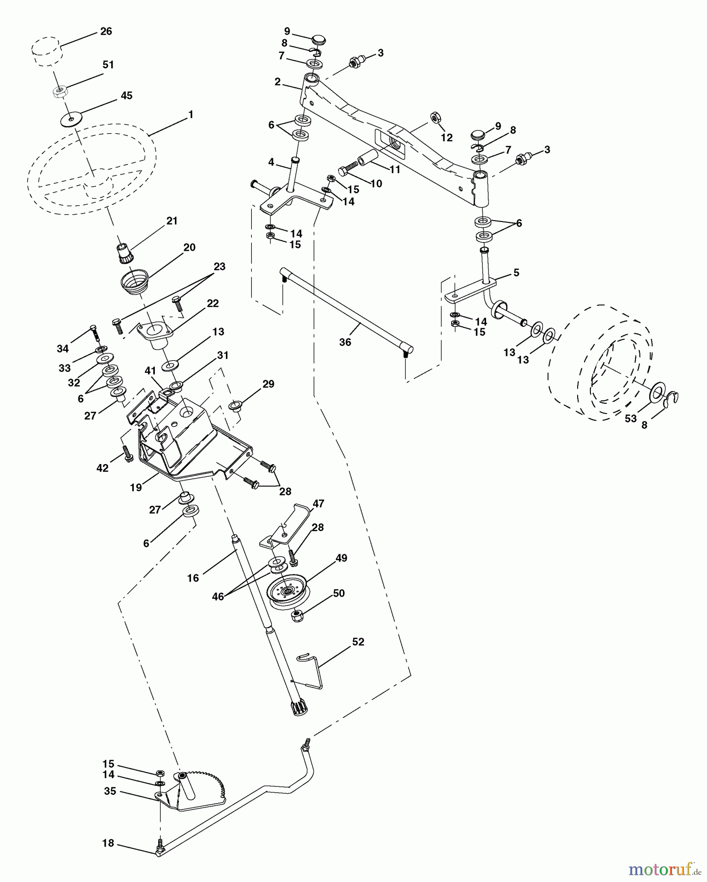 Husqvarna Rasen und Garten Traktoren GTH 2654 (96023000600) - Husqvarna Garden Tractor (2005-03 & After) Steering Assembly