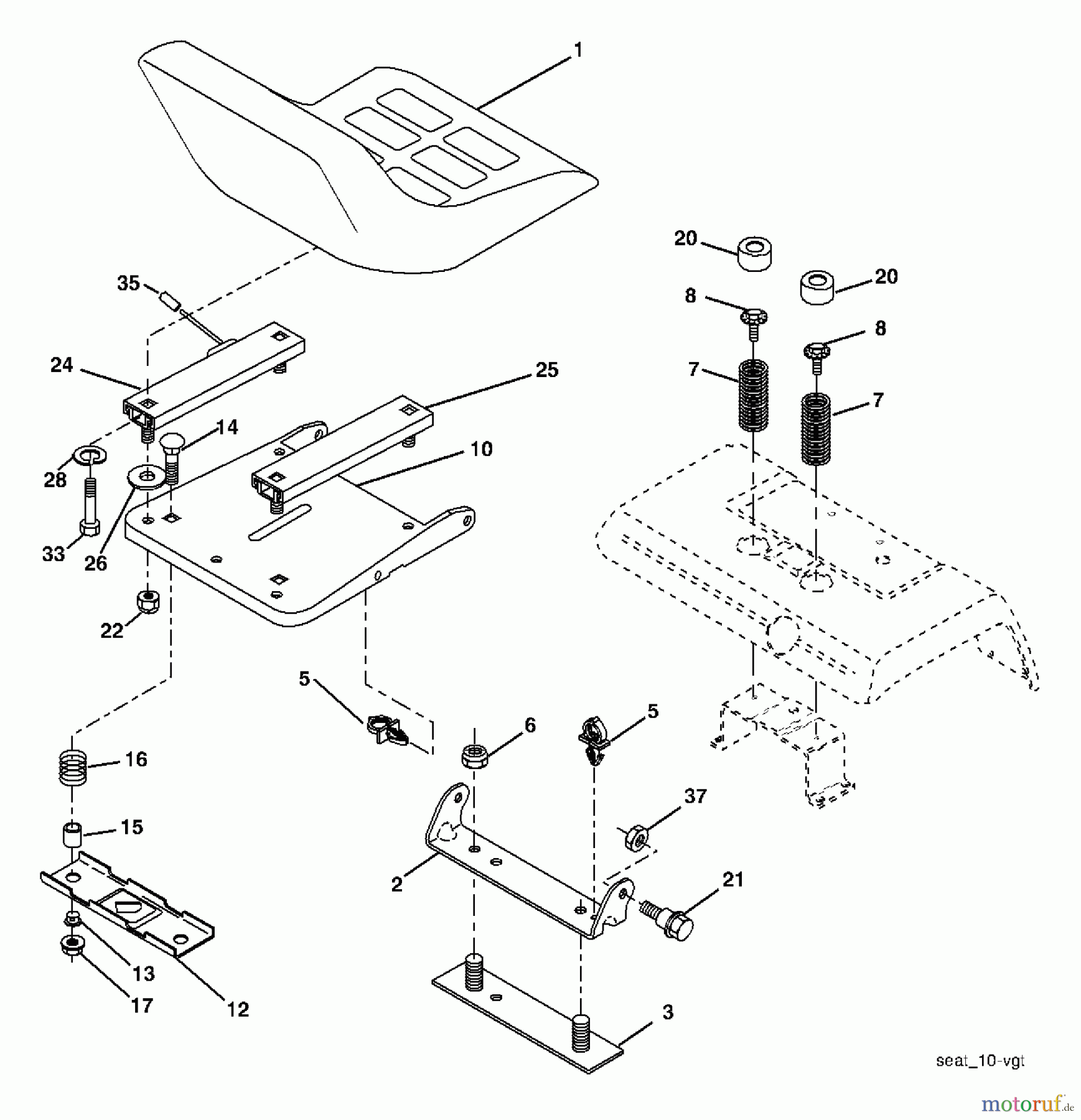 Husqvarna Rasen und Garten Traktoren GTH 2654 (96025000101) - Husqvarna Garden Tractor (2005-06 & After) Seat Assembly