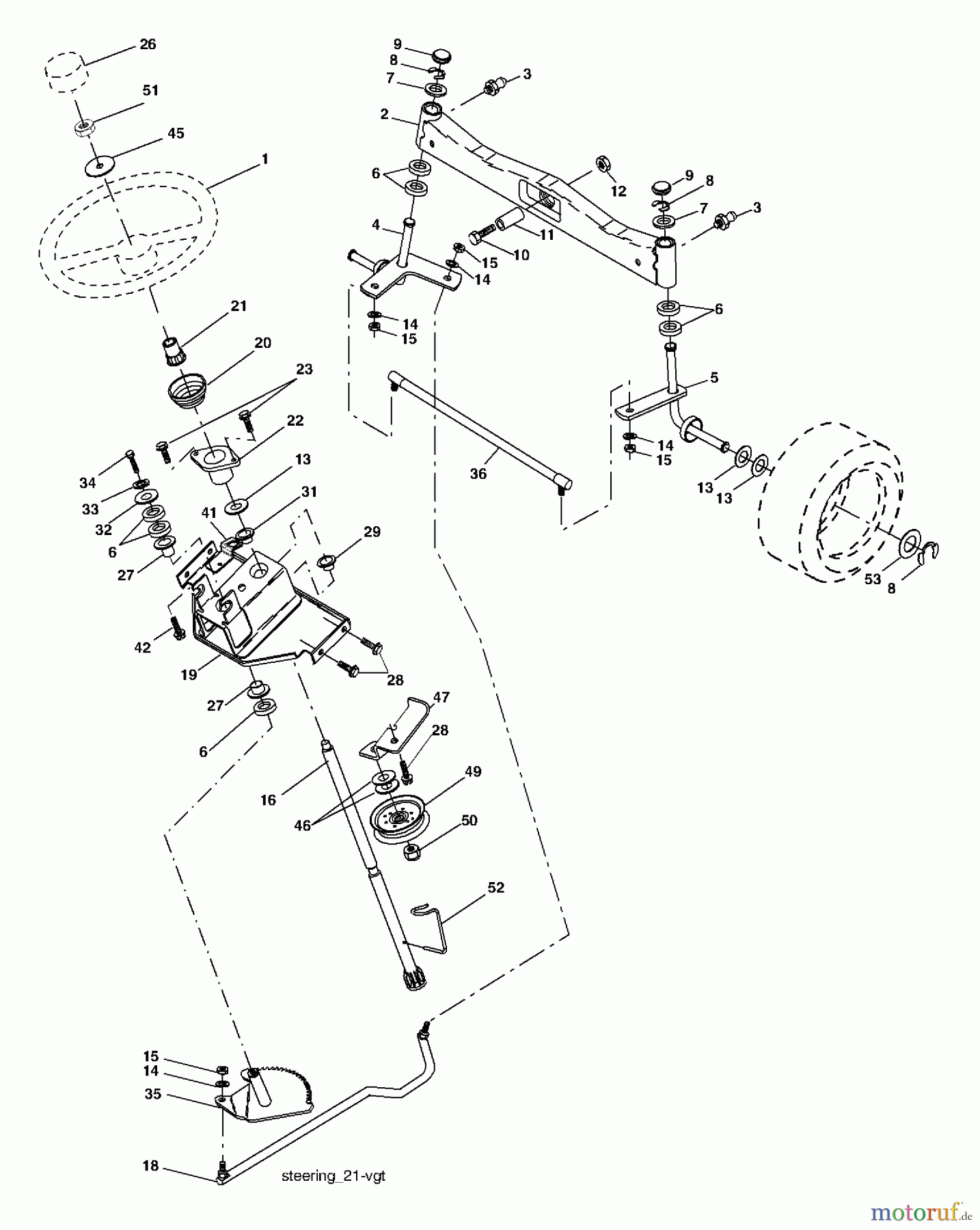 Husqvarna Rasen und Garten Traktoren GTH 2654 (96025000101) - Husqvarna Garden Tractor (2005-06 & After) Steering Assembly